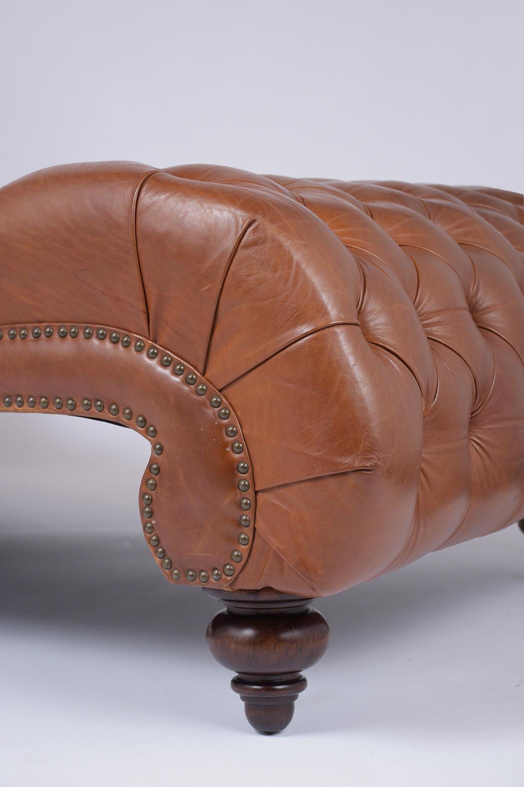Italian Vintage Leather Chaise Lounge