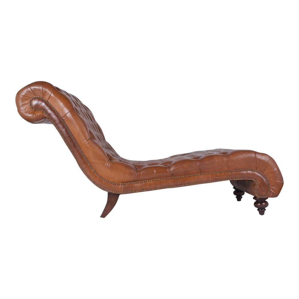 Hand-Crafted Vintage Leather Chaise Lounge