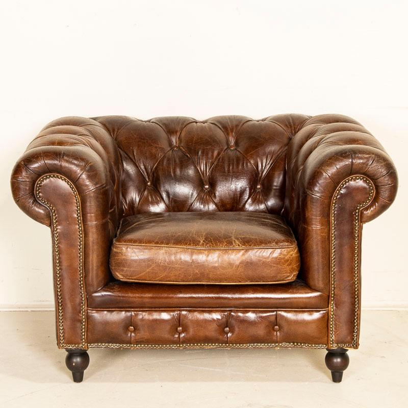 brown leather chesterfield club chair