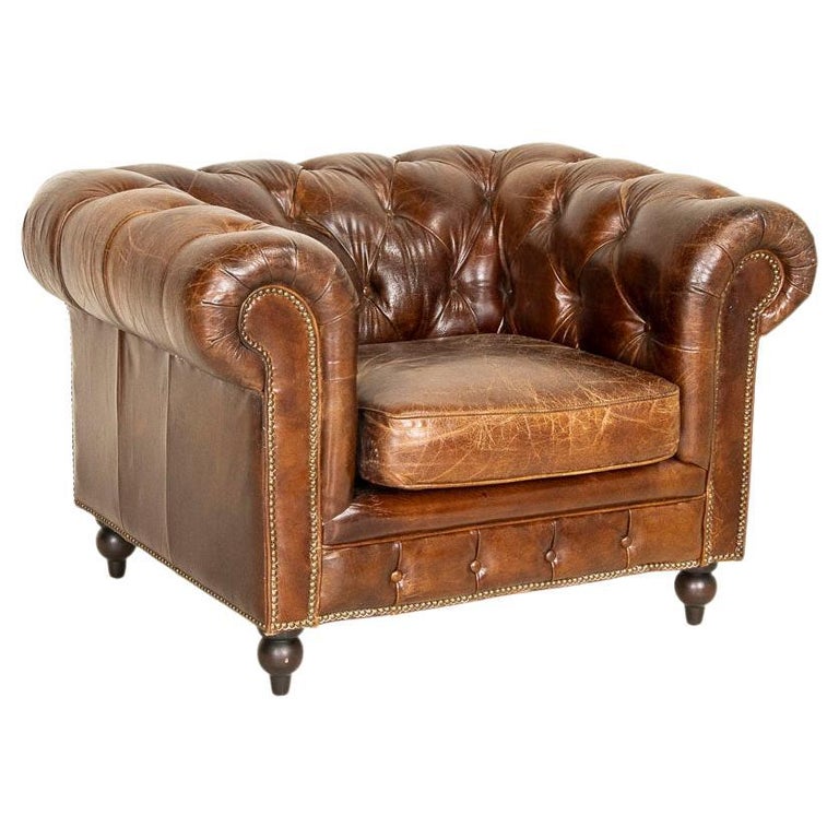 Vintage Leather Chesterfield Club Chair Armchair at 1stDibs | vintage  leather chairs, brown leather chesterfield club chair