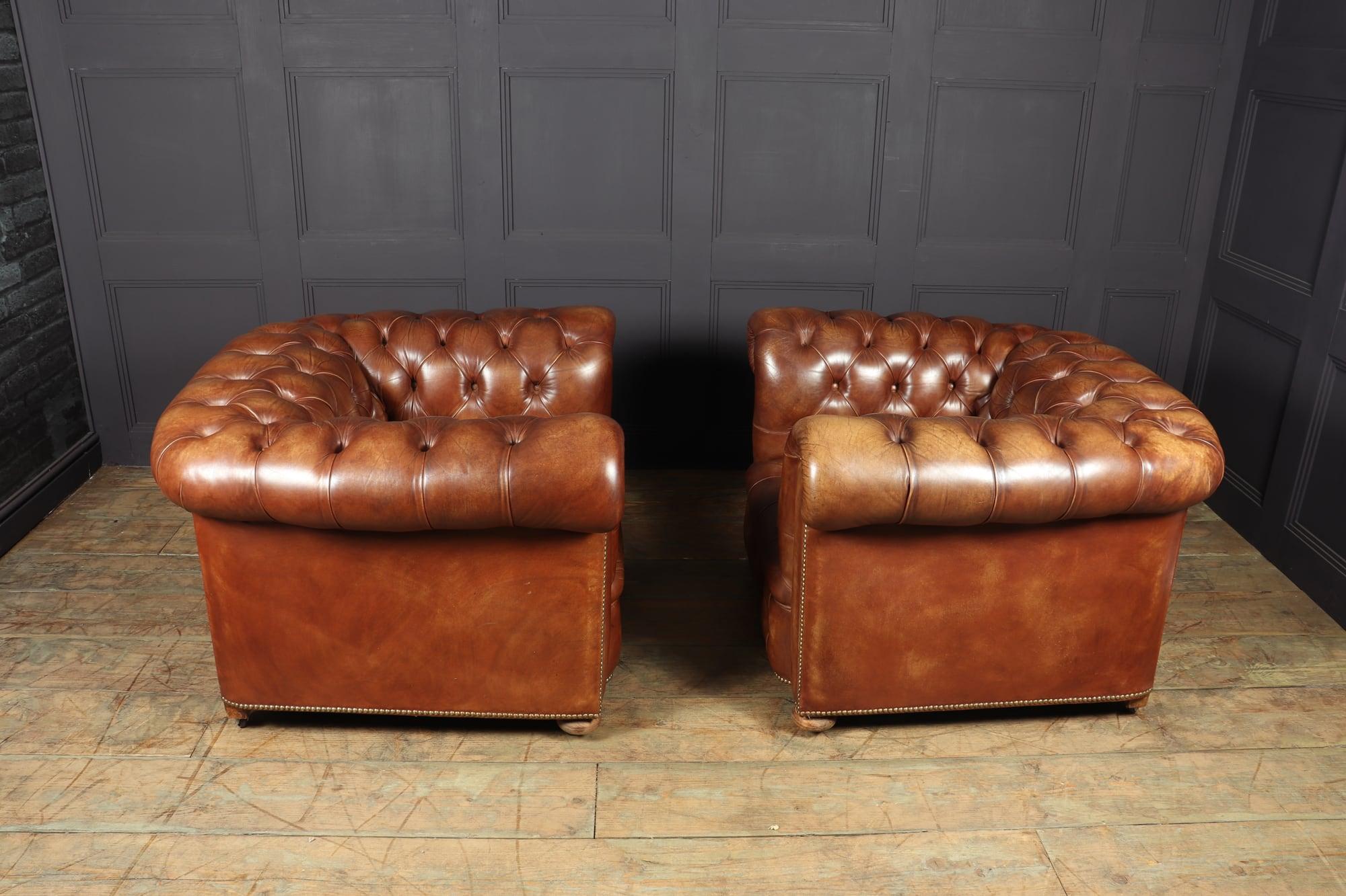 Vintage Leather Chesterfield Club Chairs 4