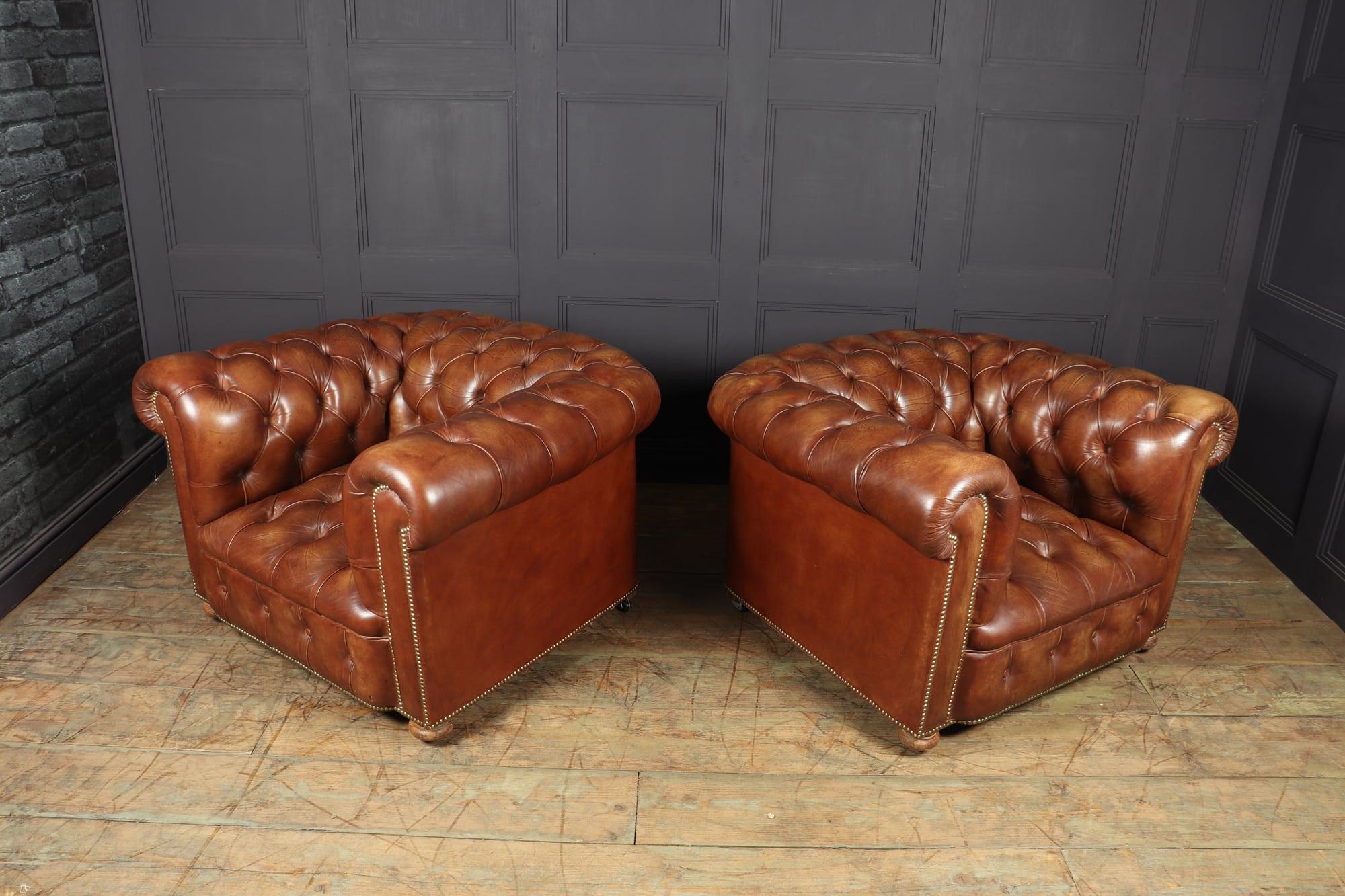 Vintage Leather Chesterfield Club Chairs 7