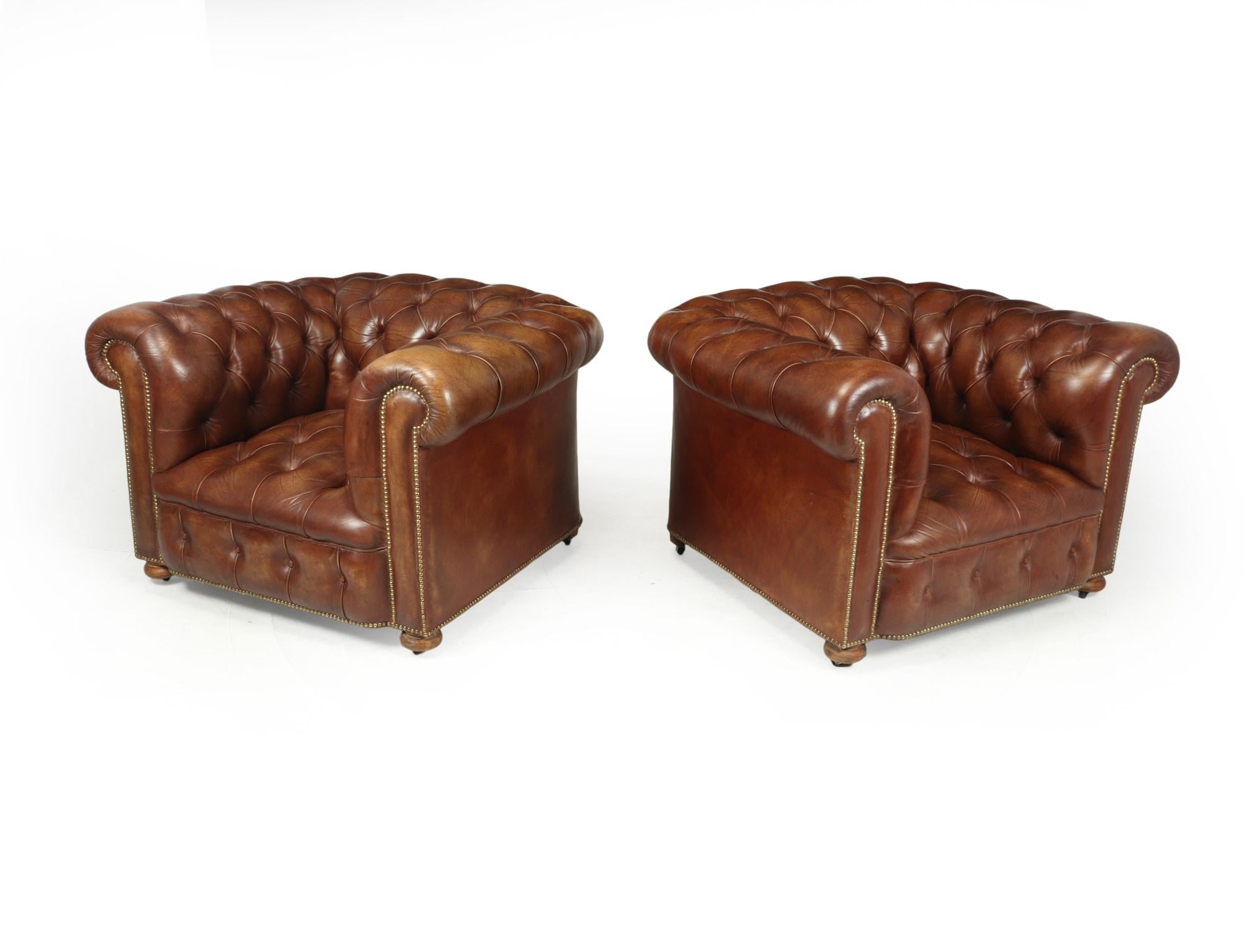 Other Vintage Leather Chesterfield Club Chairs