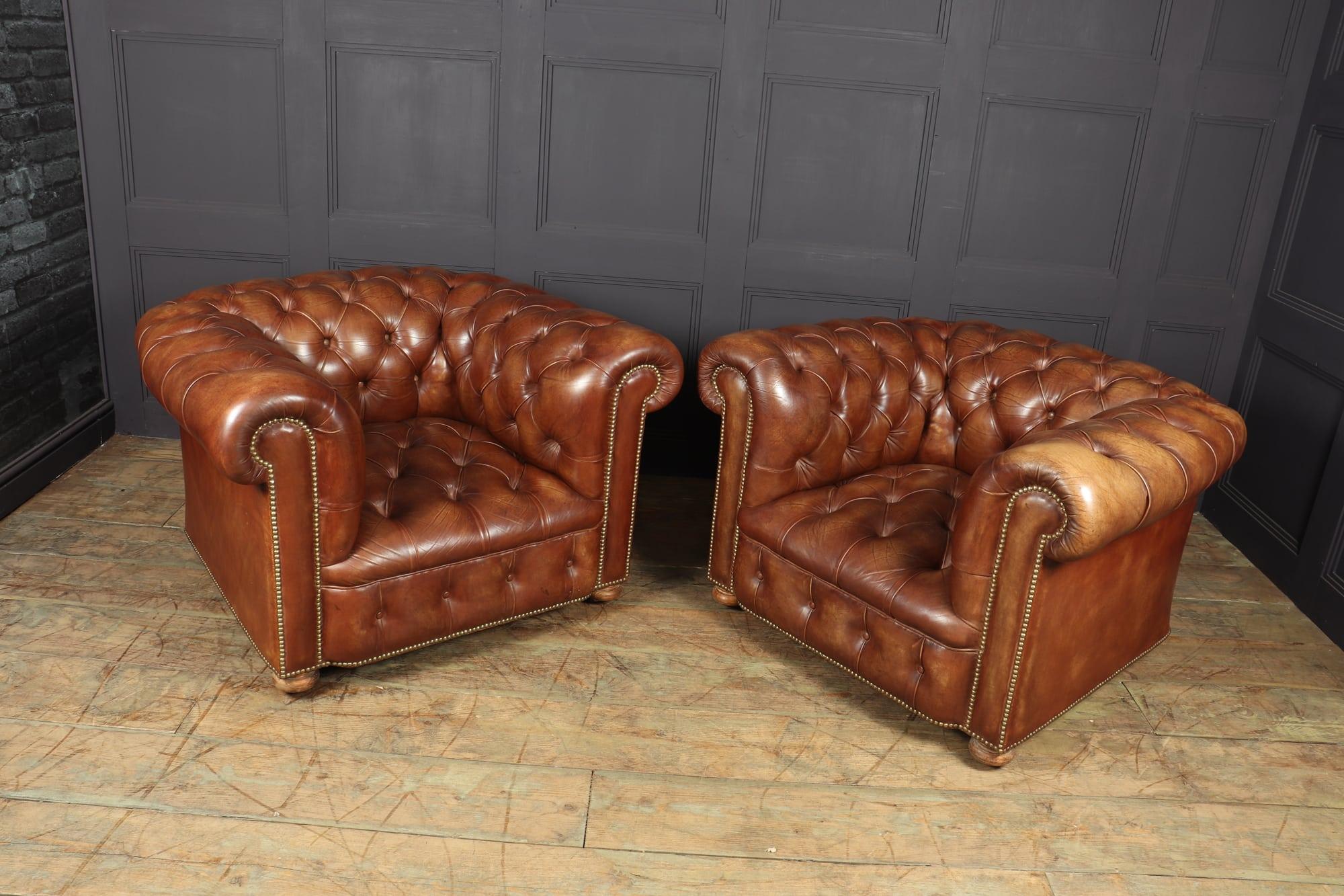Vintage Leather Chesterfield Club Chairs 3