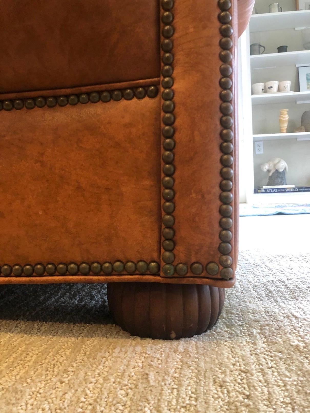 Vintage Leather Chesterfield In Good Condition In Sheffield, MA