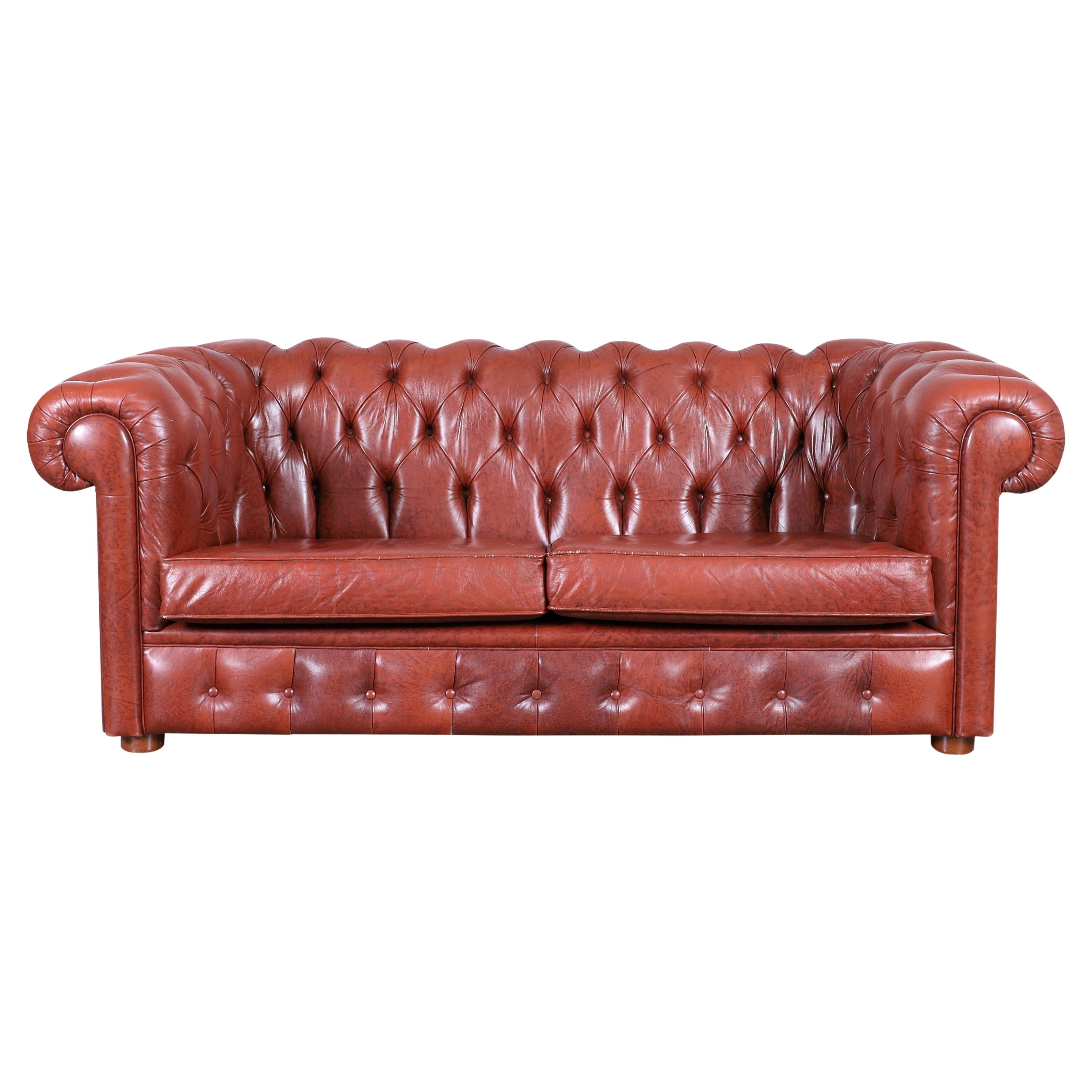 Vintage Leather Chesterfield Loveseat