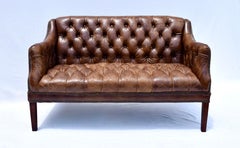 Vintage Leather Chesterfield Loveseat Sofa