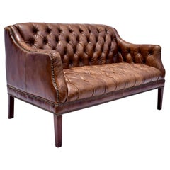 Vintage Leather Chesterfield Loveseat Sofa