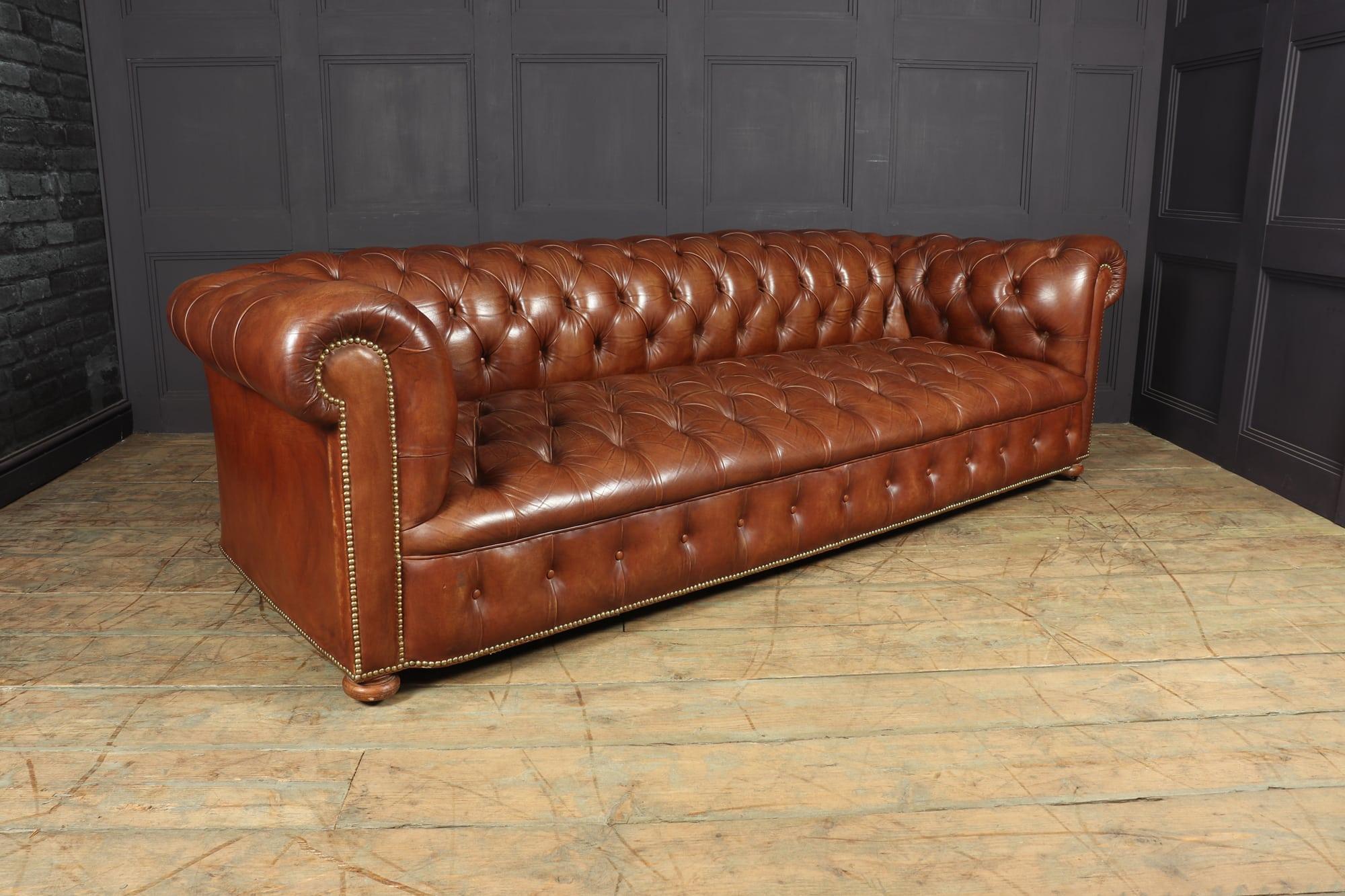 Vintage Leather Chesterfield Sofa 4 seat 1