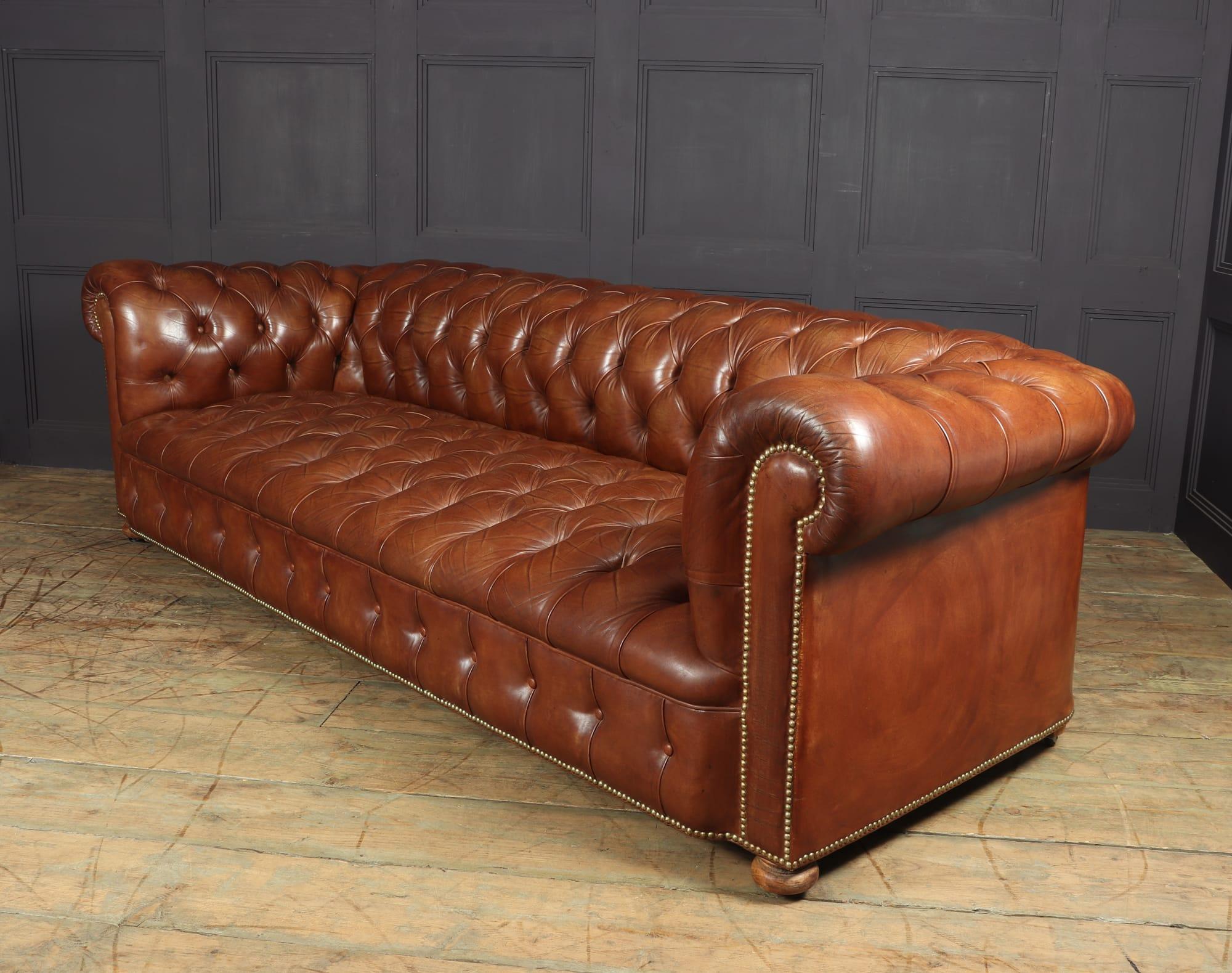 Vintage Leather Chesterfield Sofa 4 seat 2