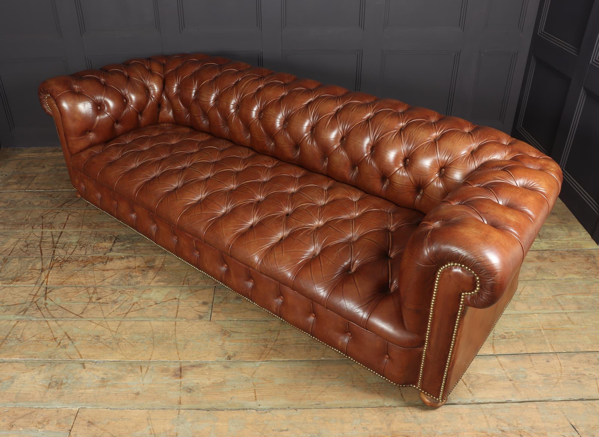 Vintage Leather Chesterfield Sofa 4 seat 3