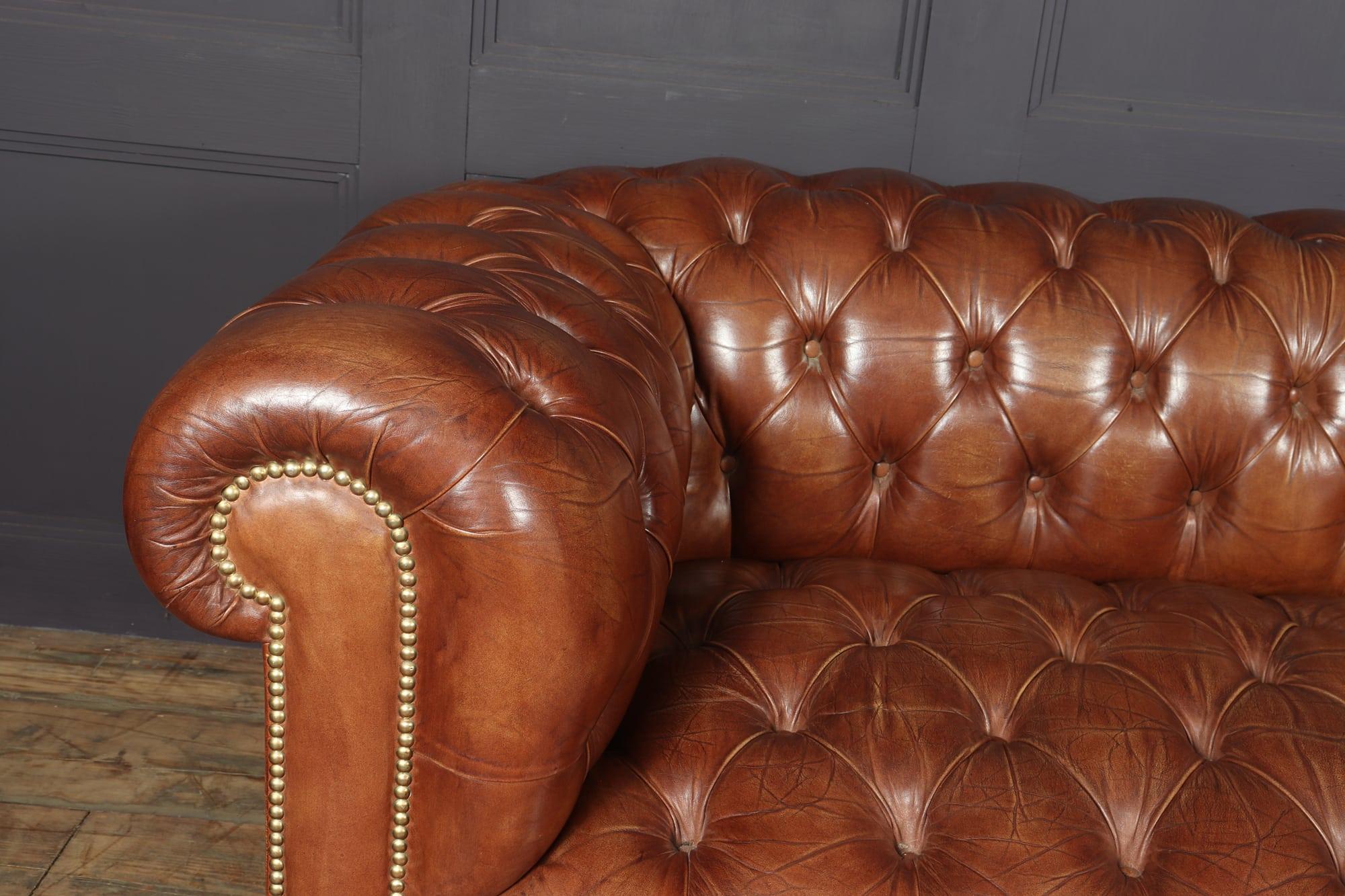 vintage 4-seater leather chesterfield sofa