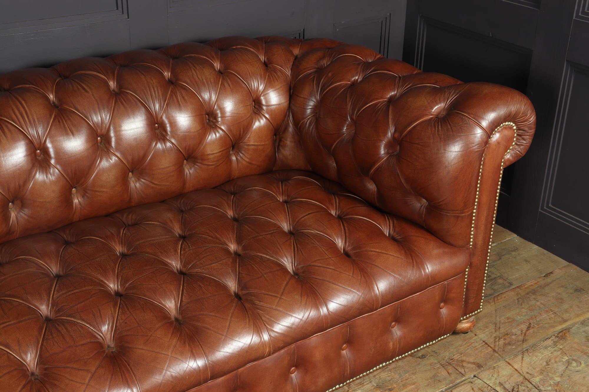 English Vintage Leather Chesterfield Sofa 4 seat