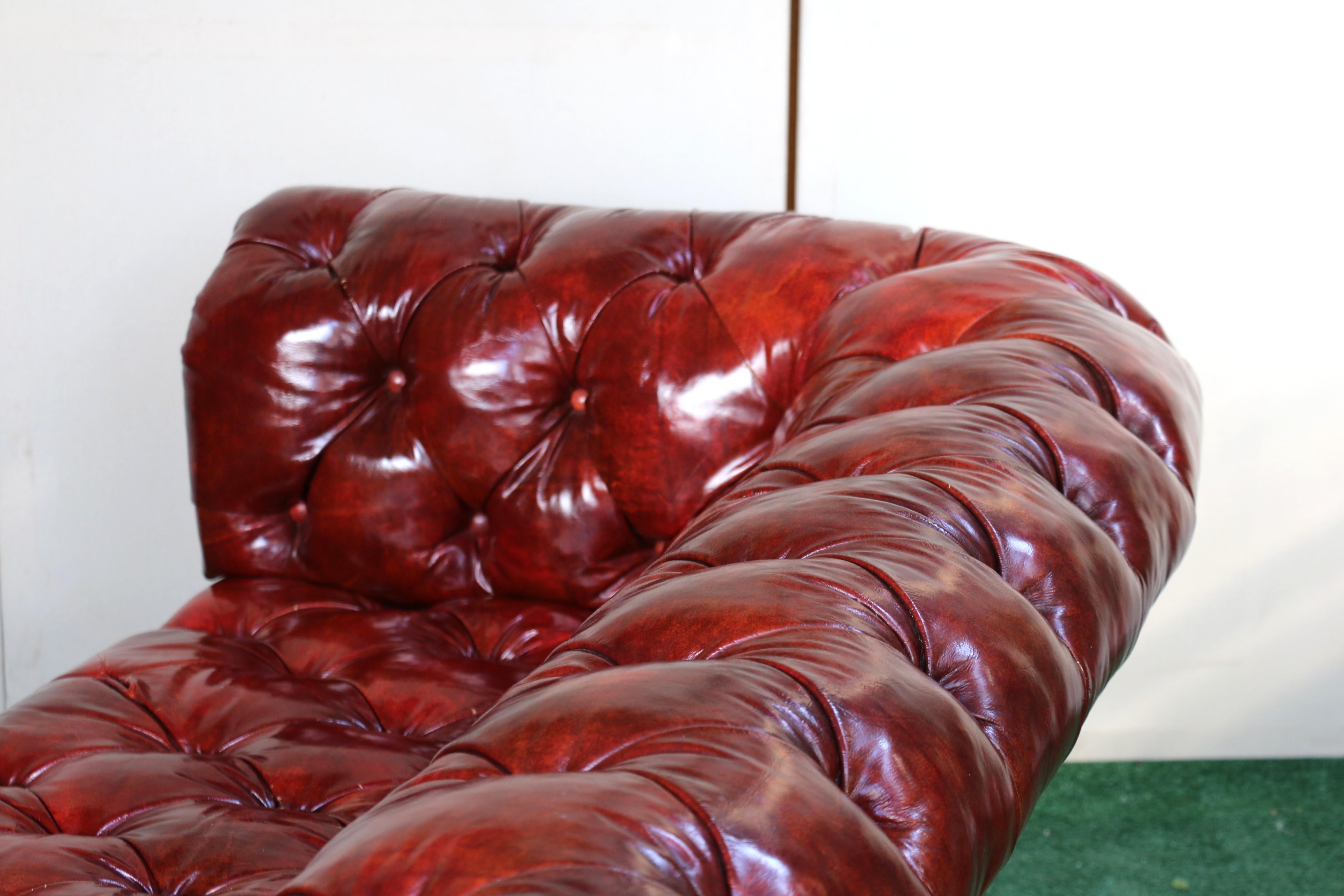 Vintage Leather Chesterfield Sofa by Baker Furniture, Circa 1950's For Sale 5
