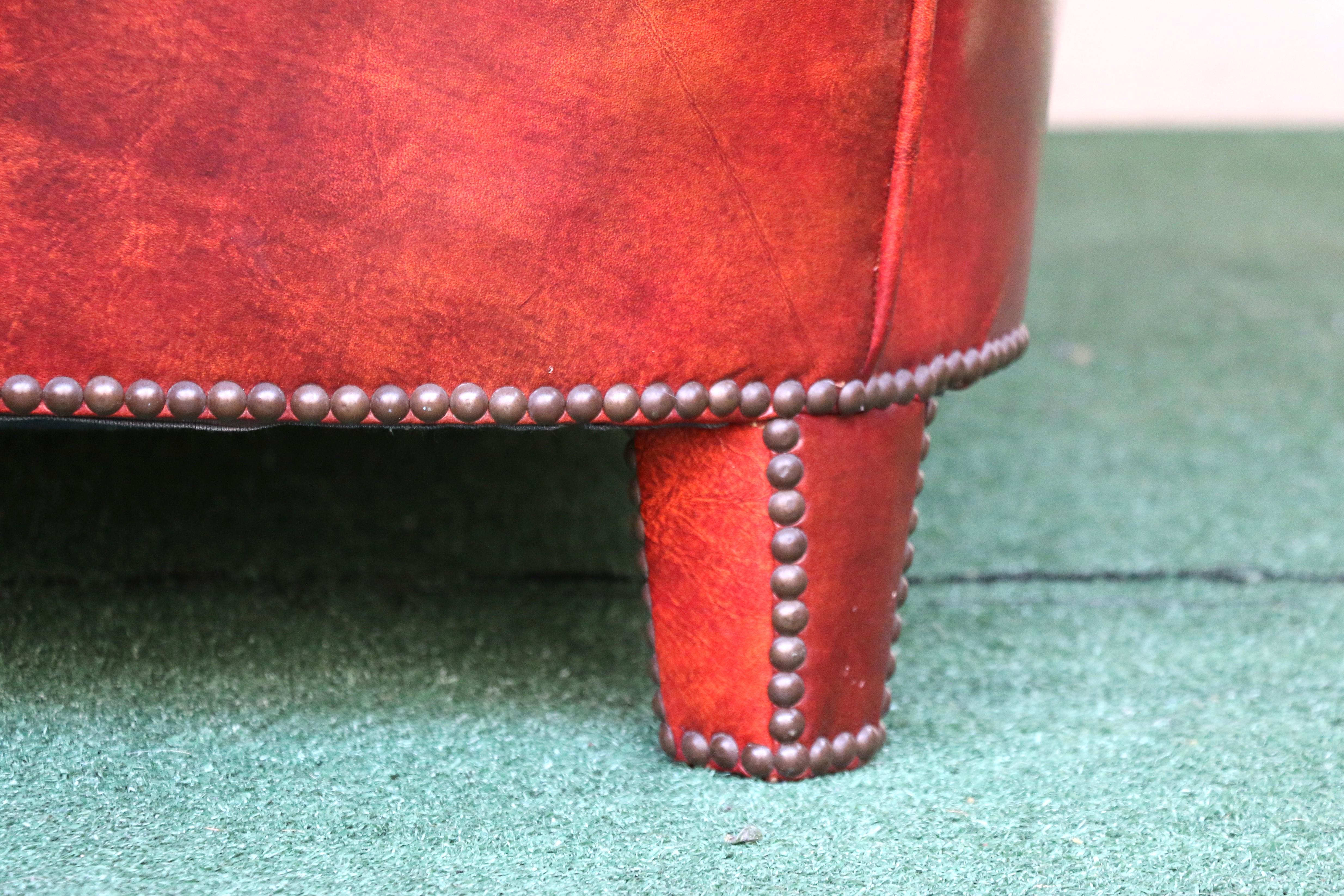 Vintage Leather Chesterfield Sofa by Baker Furniture, Circa 1950's For Sale 13