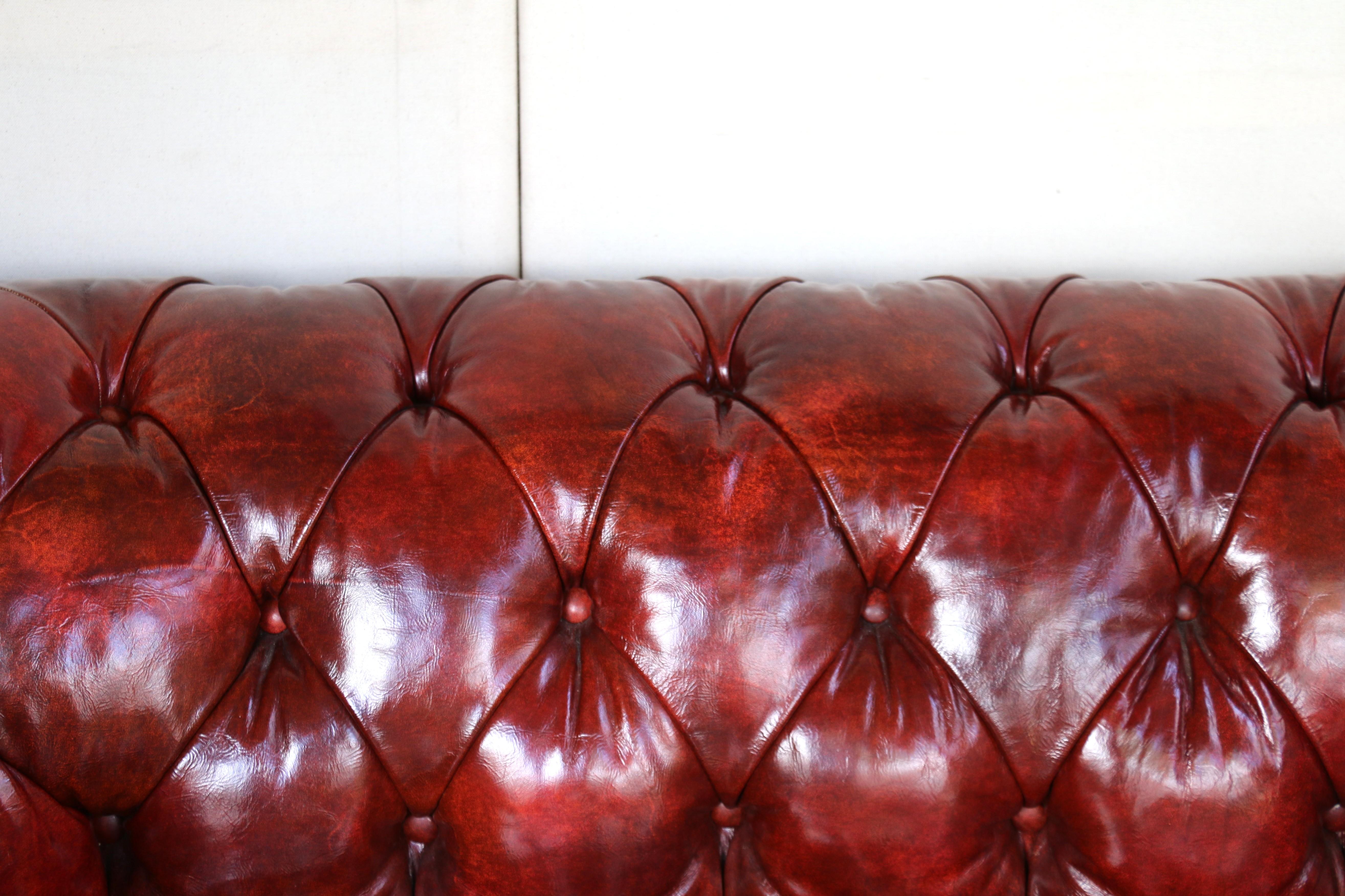 Mid-20th Century Vintage Leather Chesterfield Sofa by Baker Furniture, Circa 1950's For Sale