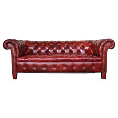 Vintage Leather Chesterfield Sofa by Baker Furniture, Circa 1950's