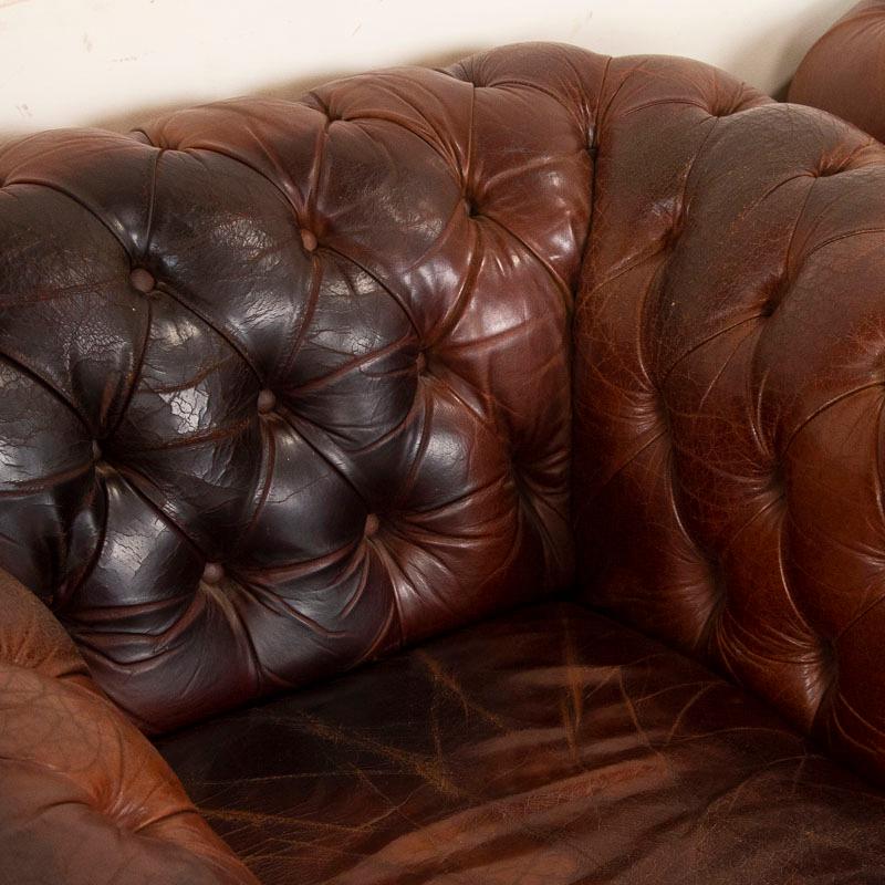 Vintage Leather Chesterfield Sofa and Club Chairs, Set of 3 1