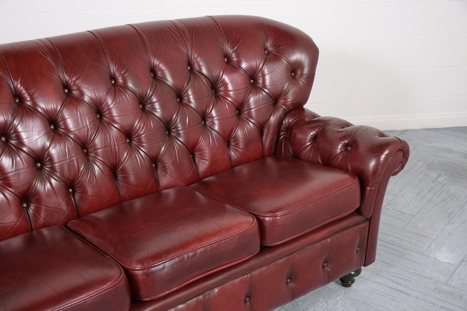 Metal Leather Tufted Chesterfield Sofa