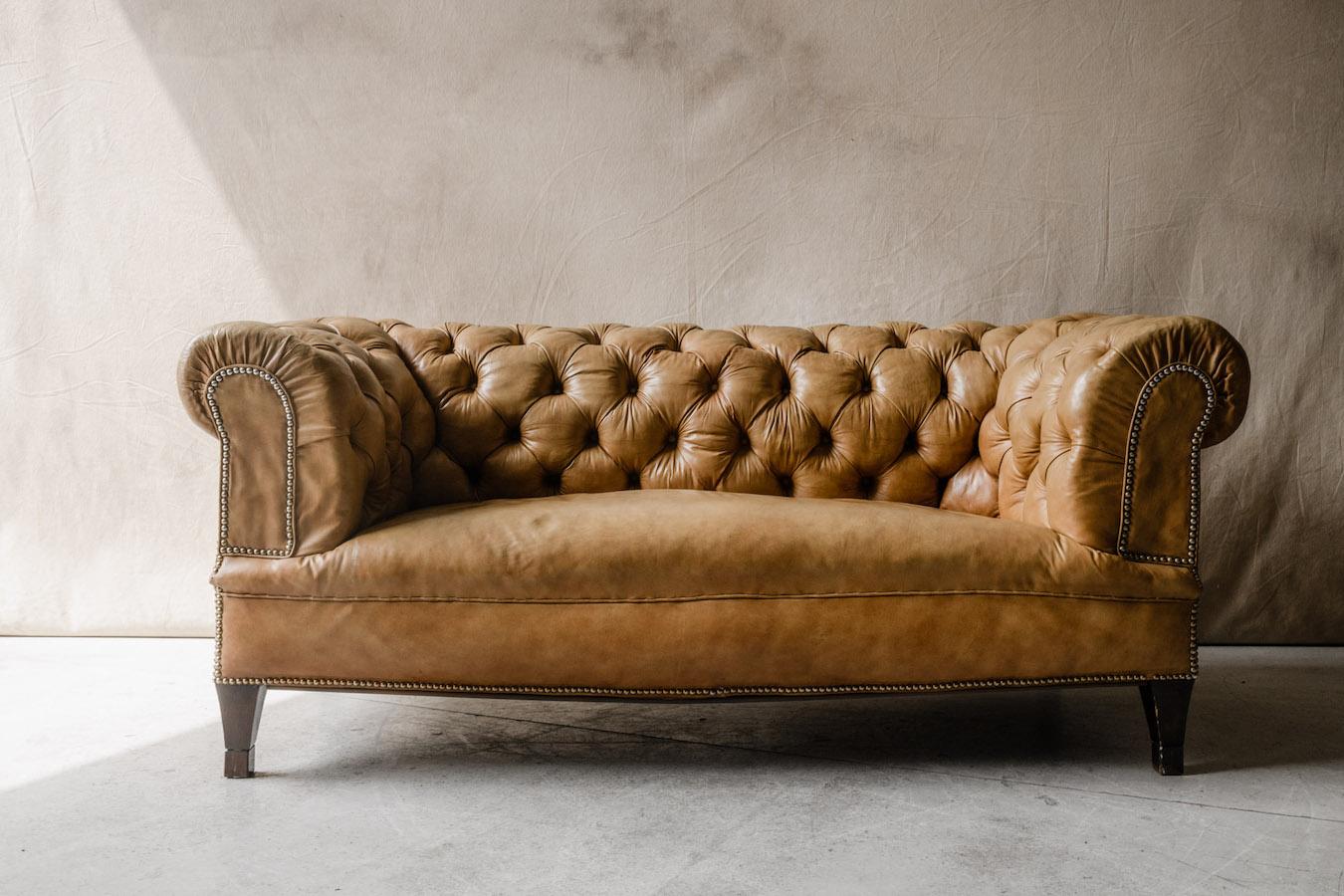 European Vintage Leather Chesterfield Sofa from Denmark, Circa 1950