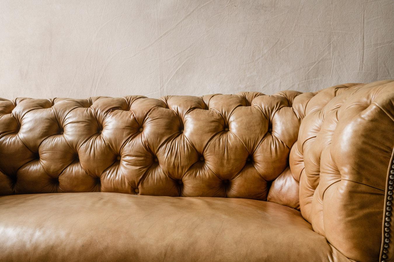 Mid-20th Century Vintage Leather Chesterfield Sofa from Denmark, Circa 1950