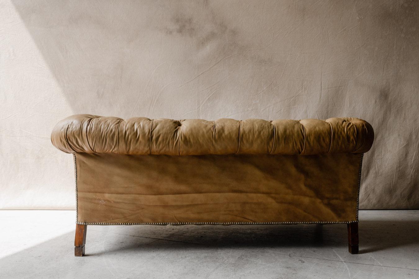 Vintage Leather Chesterfield Sofa from Denmark, Circa 1950 3