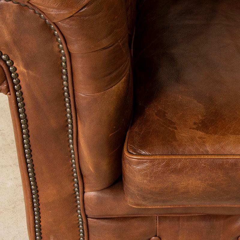 Vintage Leather Chesterfield Sofa from England on Castors 3