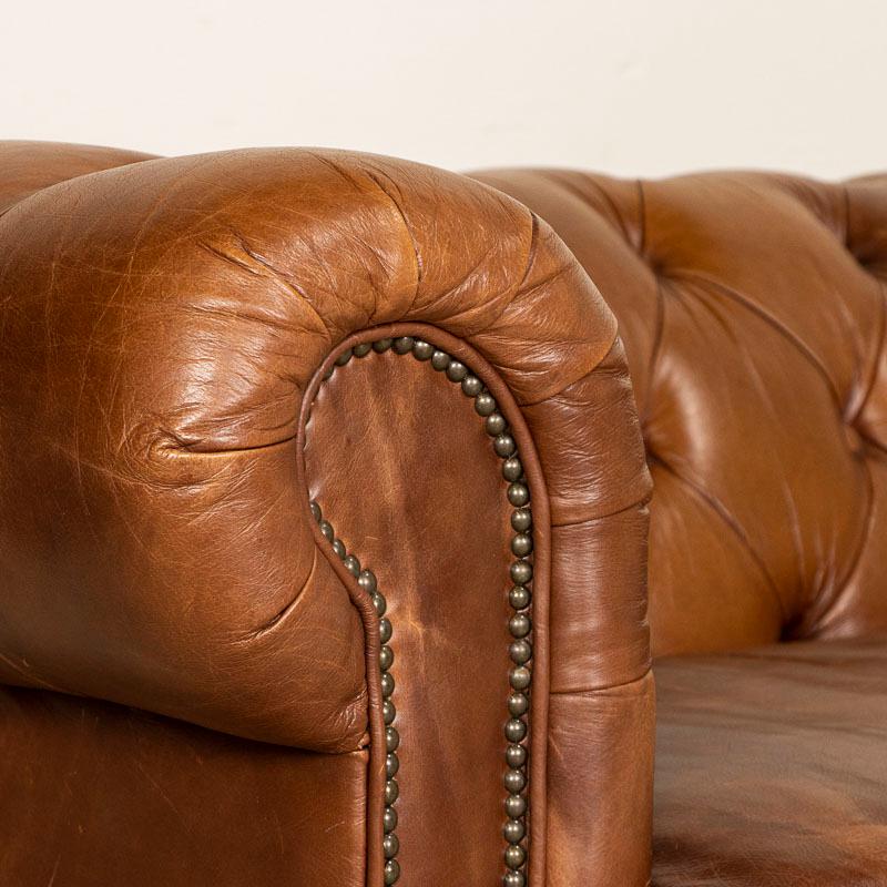 20th Century Vintage Leather Chesterfield Sofa from England on Castors