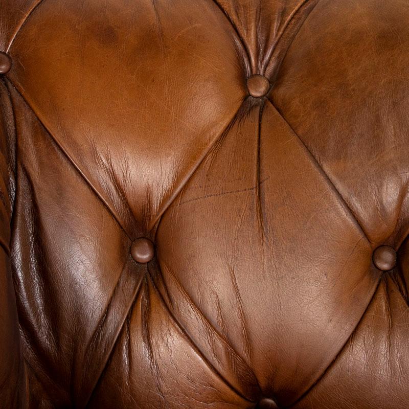 Vintage Leather Chesterfield Sofa from England on Castors 1