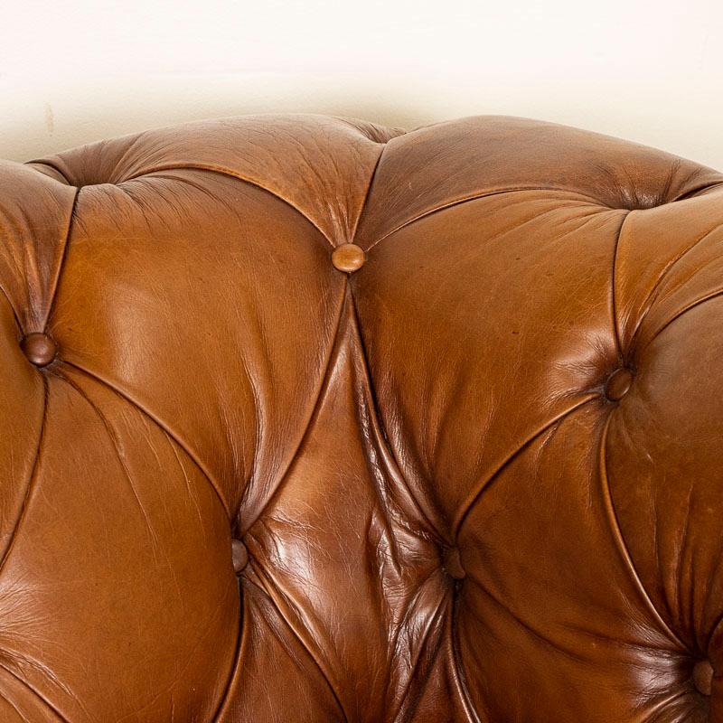 Vintage Leather Chesterfield Sofa from England on Castors 2