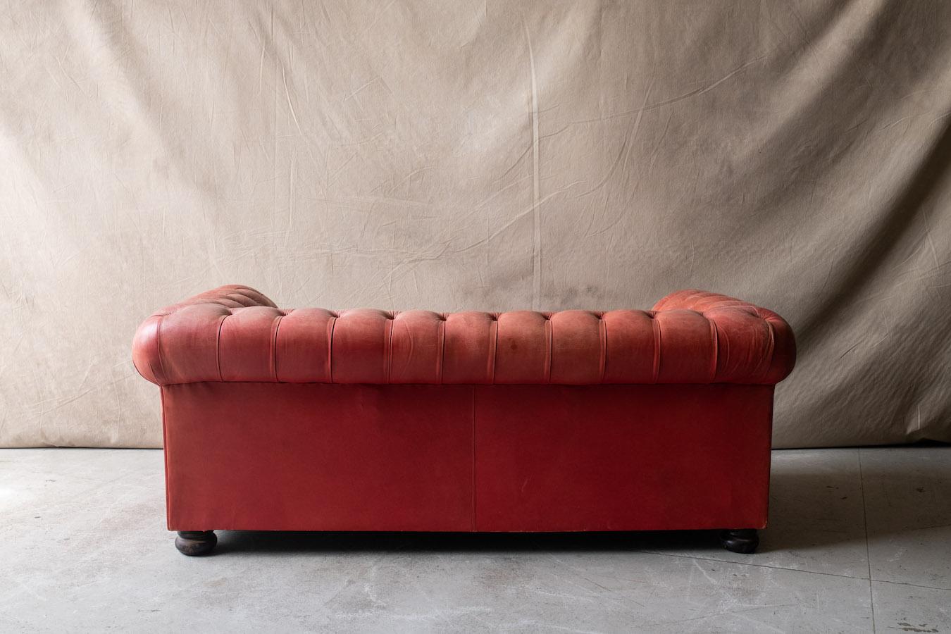Vintage Leather Chesterfield Sofa From France, Circa 1950 2