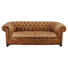 Vintage Leather Chesterfield Sofa From France, Circa 1950
