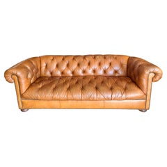 Vintage Leather Chesterfield Sofa with Tufted Seat