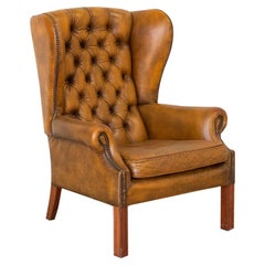 Vintage Leather Chesterfield Wing Back Armchair