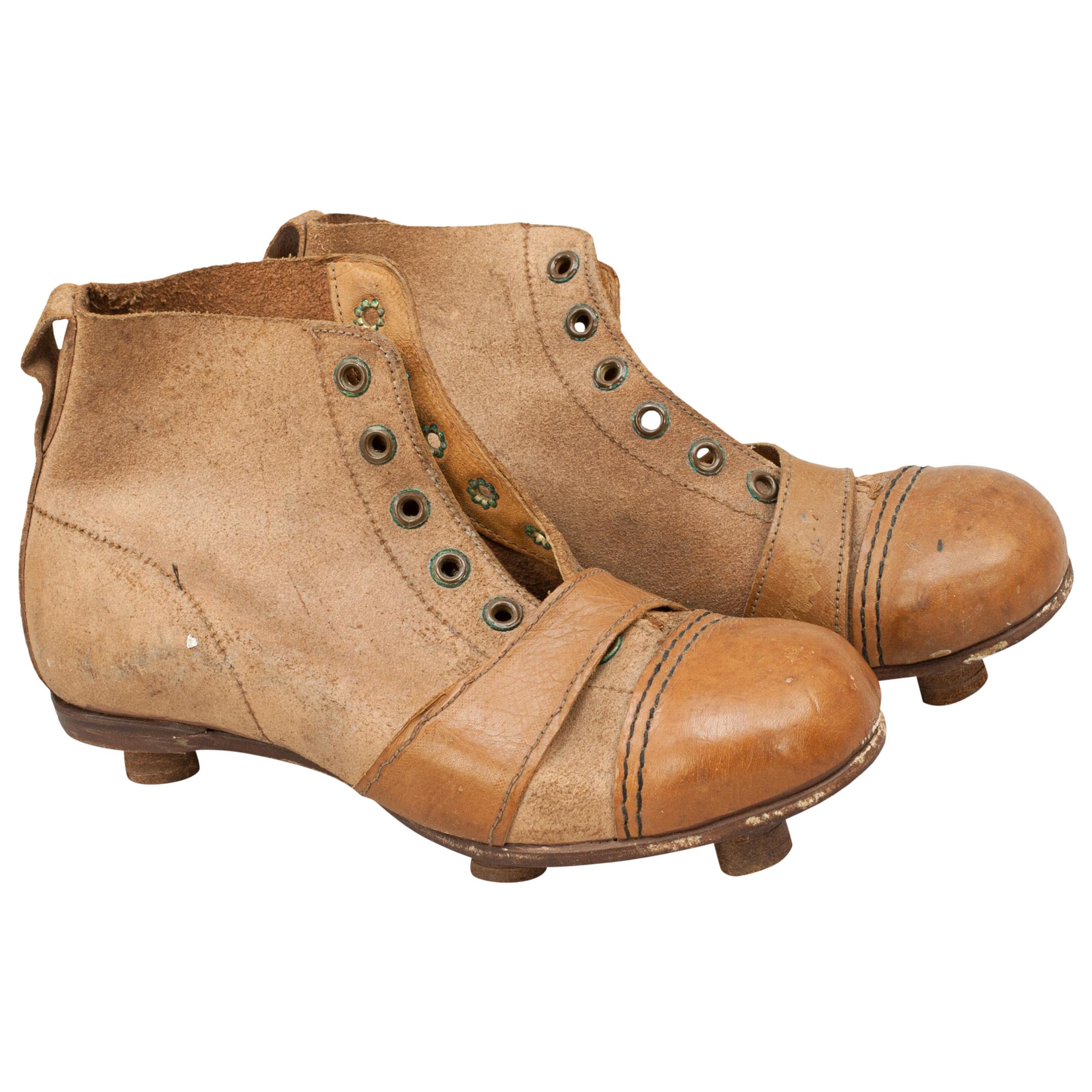 Vintage Leather Childs Football Boots 