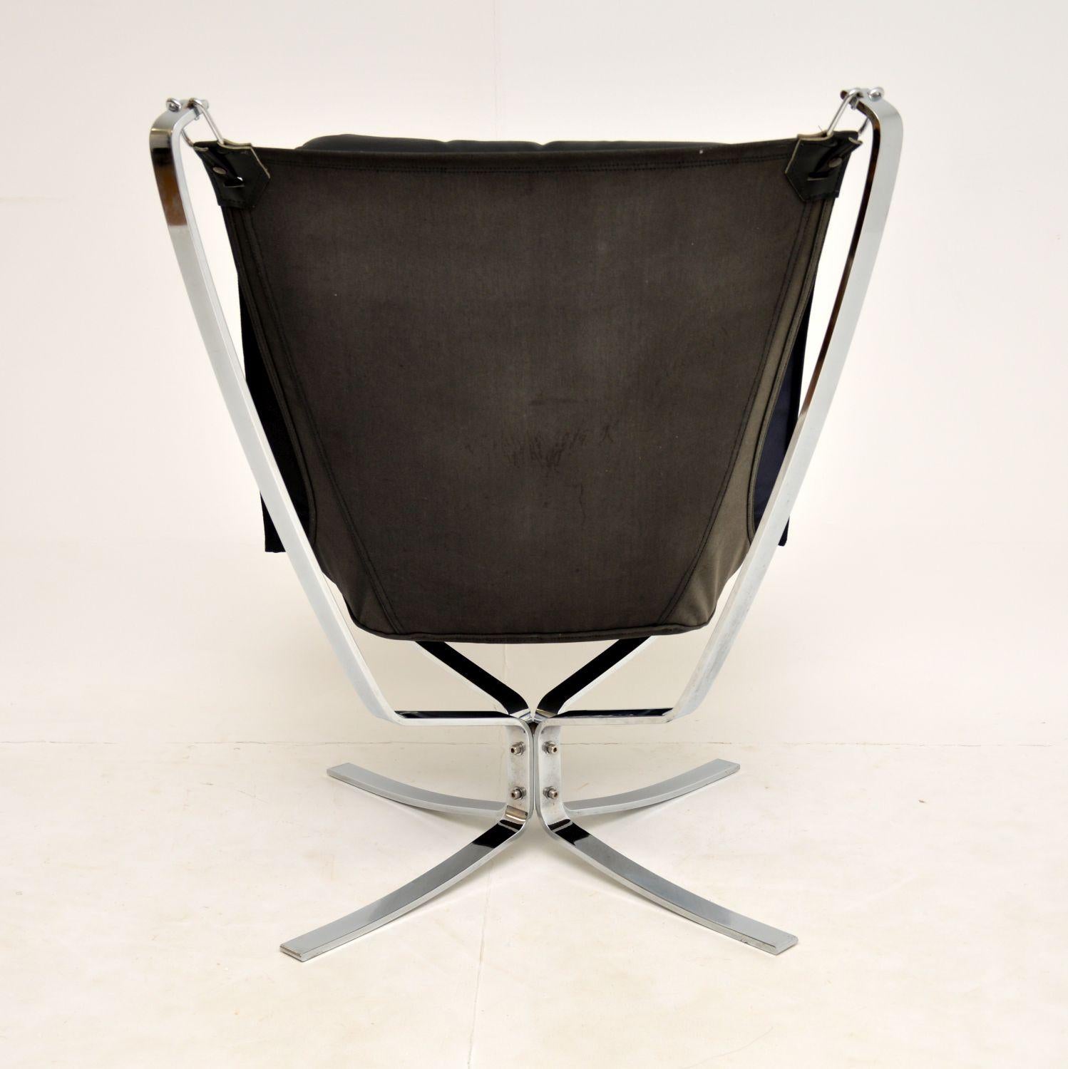 Vintage Leather & Chrome Falcon Chair by Sigurd Ressell 6