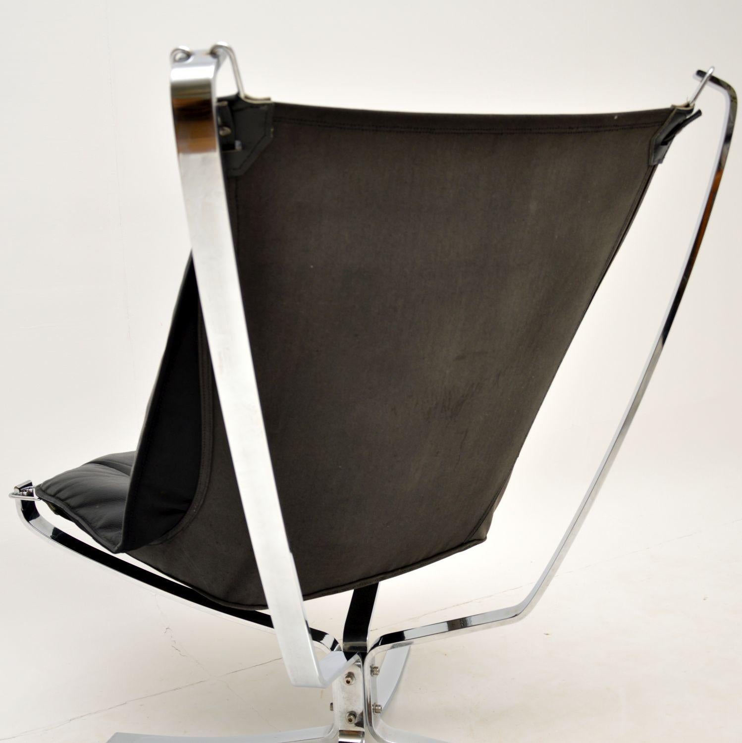 Vintage Leather & Chrome Falcon Chair by Sigurd Ressell 7