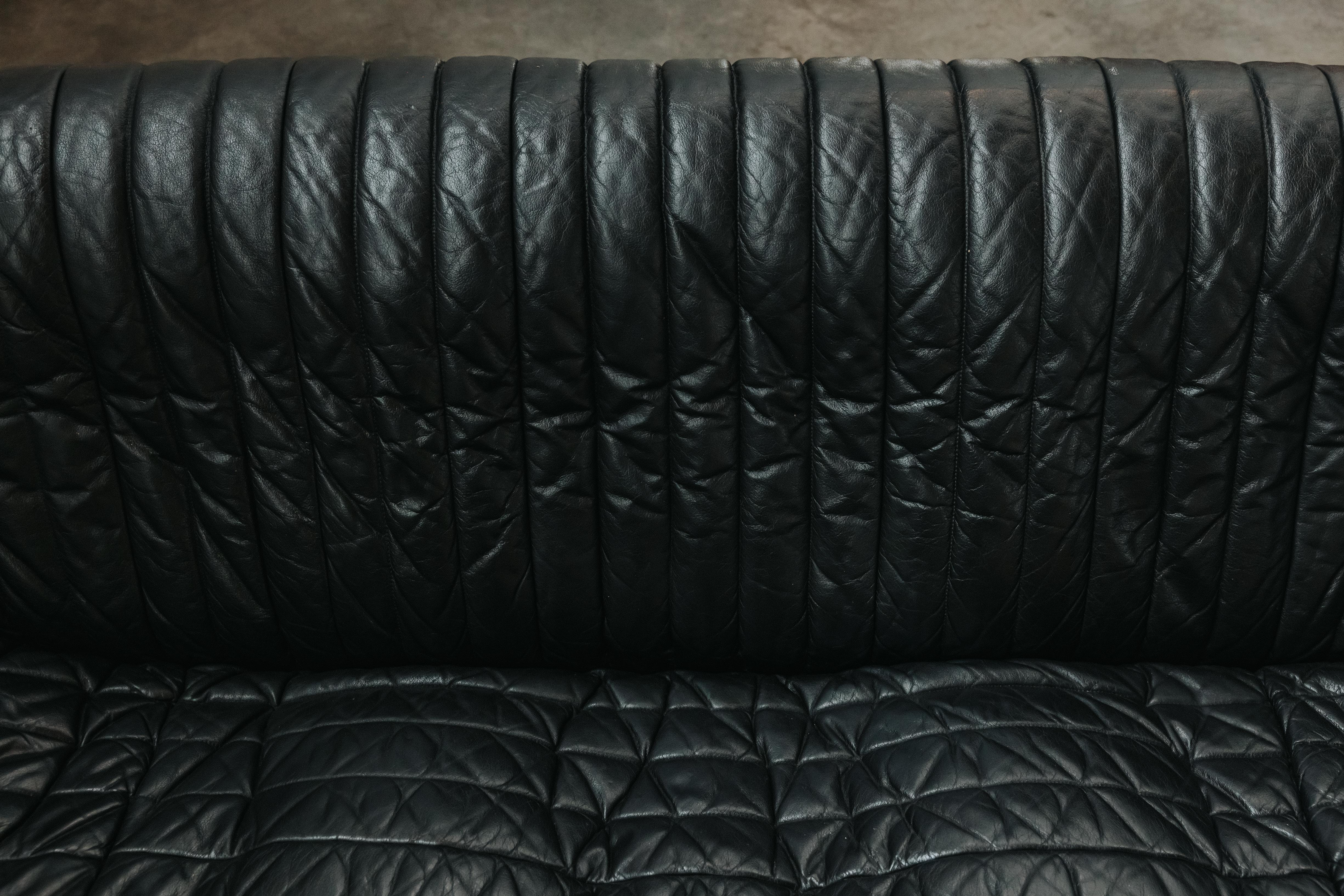 Vintage Leather Cinna Three Seater Sofa From France, Circa 1970 1