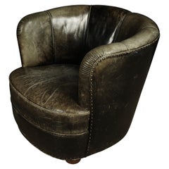 Vintage Leather Club Chair from Denmark, circa 1950