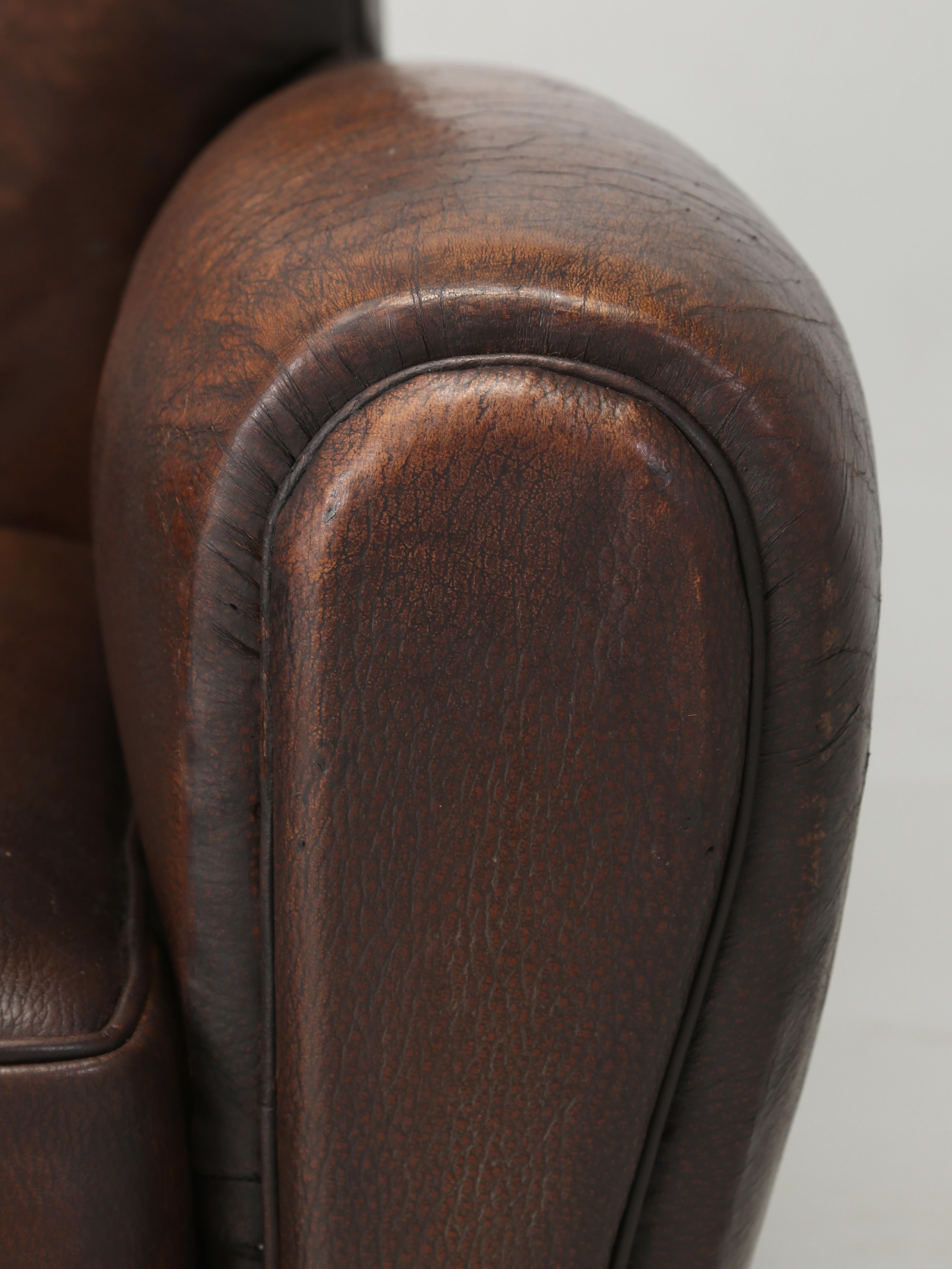 Vintage Leather Club Chair Internally Restored Cosmetically Left Original c1930s For Sale 1