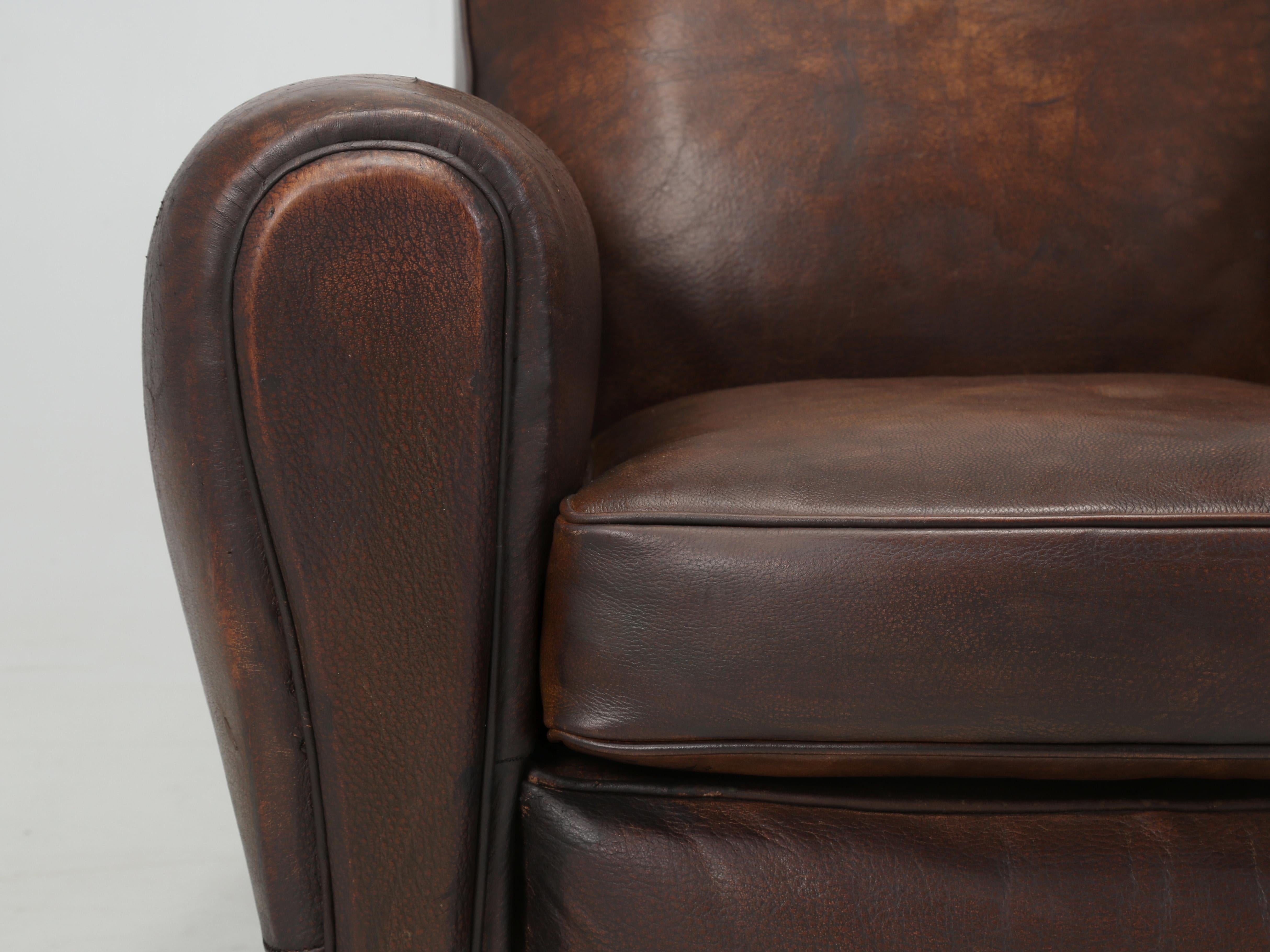 Vintage Leather Club Chair Internally Restored Cosmetically Left Original c1930s For Sale 2