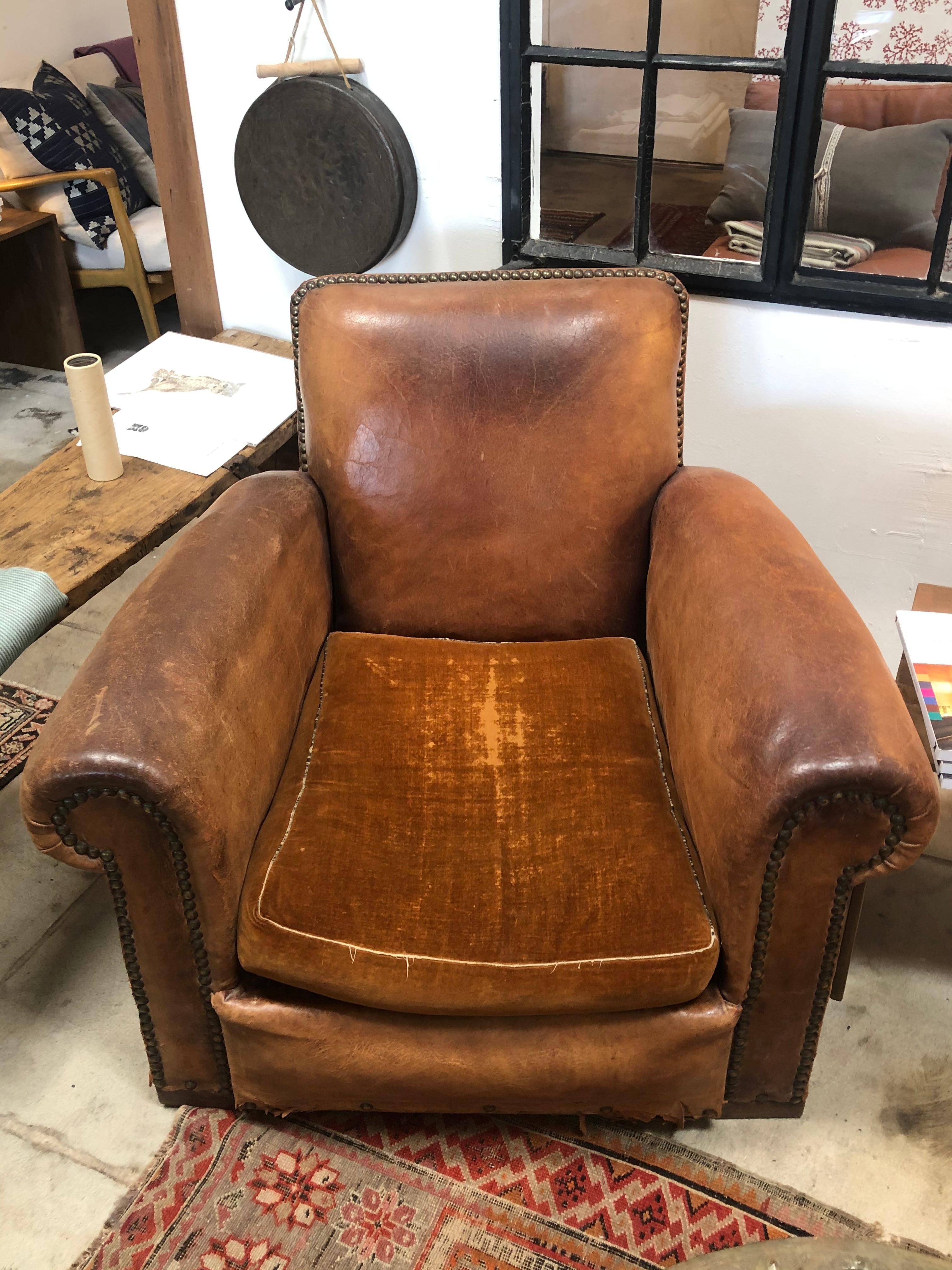 Vintage Leather Club Chair, Pair 4