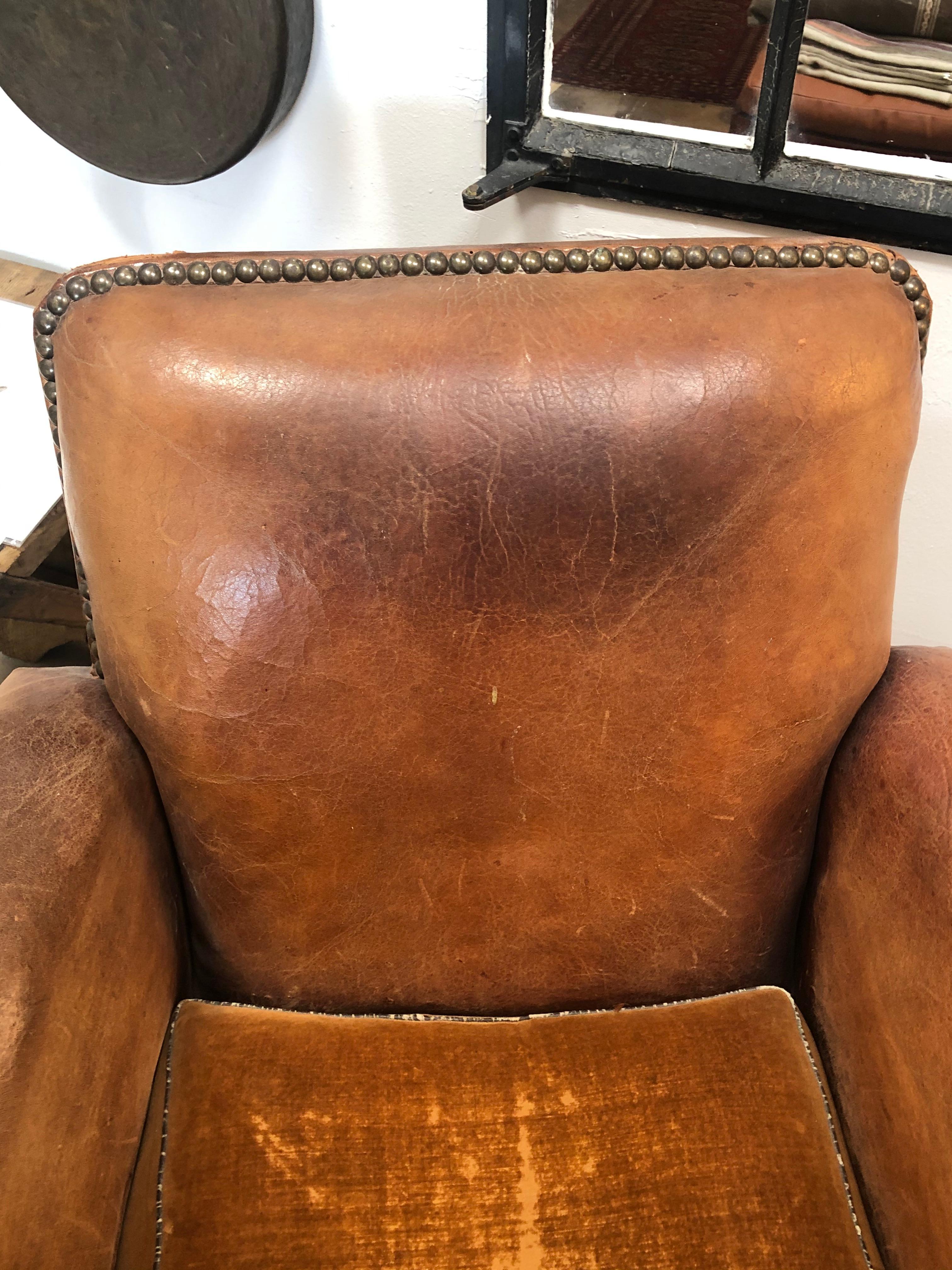 Vintage Leather Club Chair, Pair 7