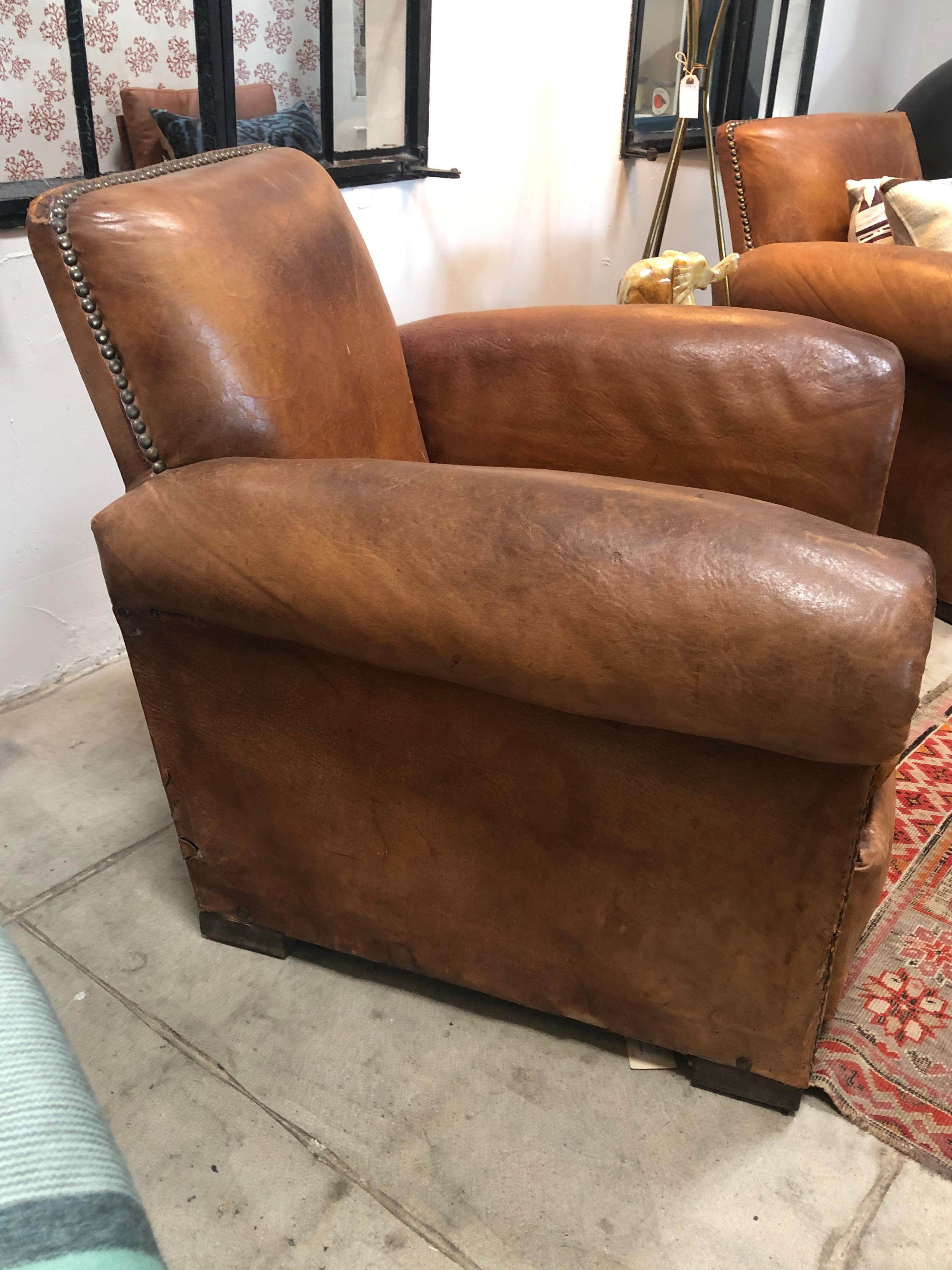 Vintage Leather Club Chair, Pair 9