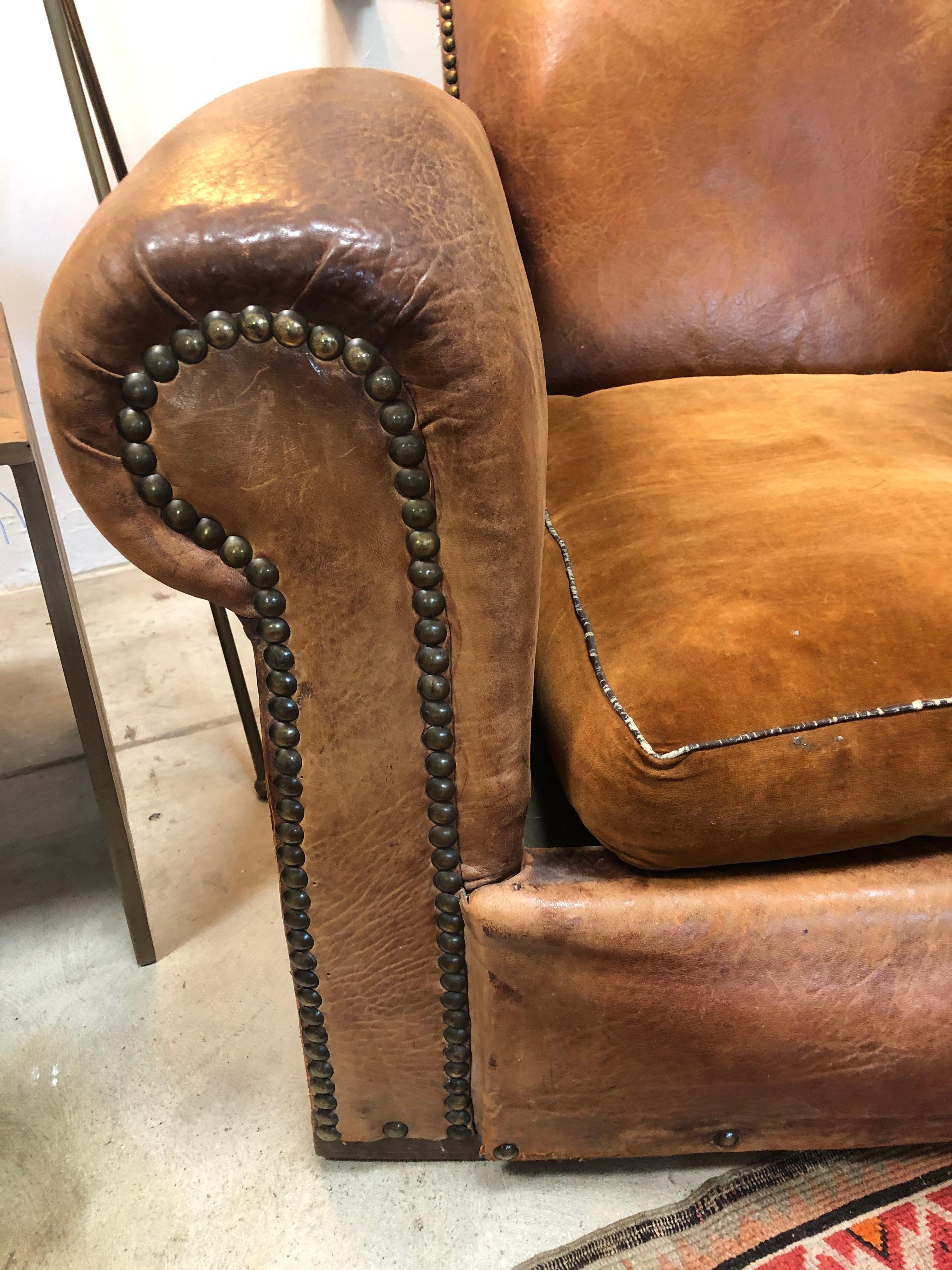 Vintage Leather Club Chair, Pair In Good Condition In Los Angeles, CA