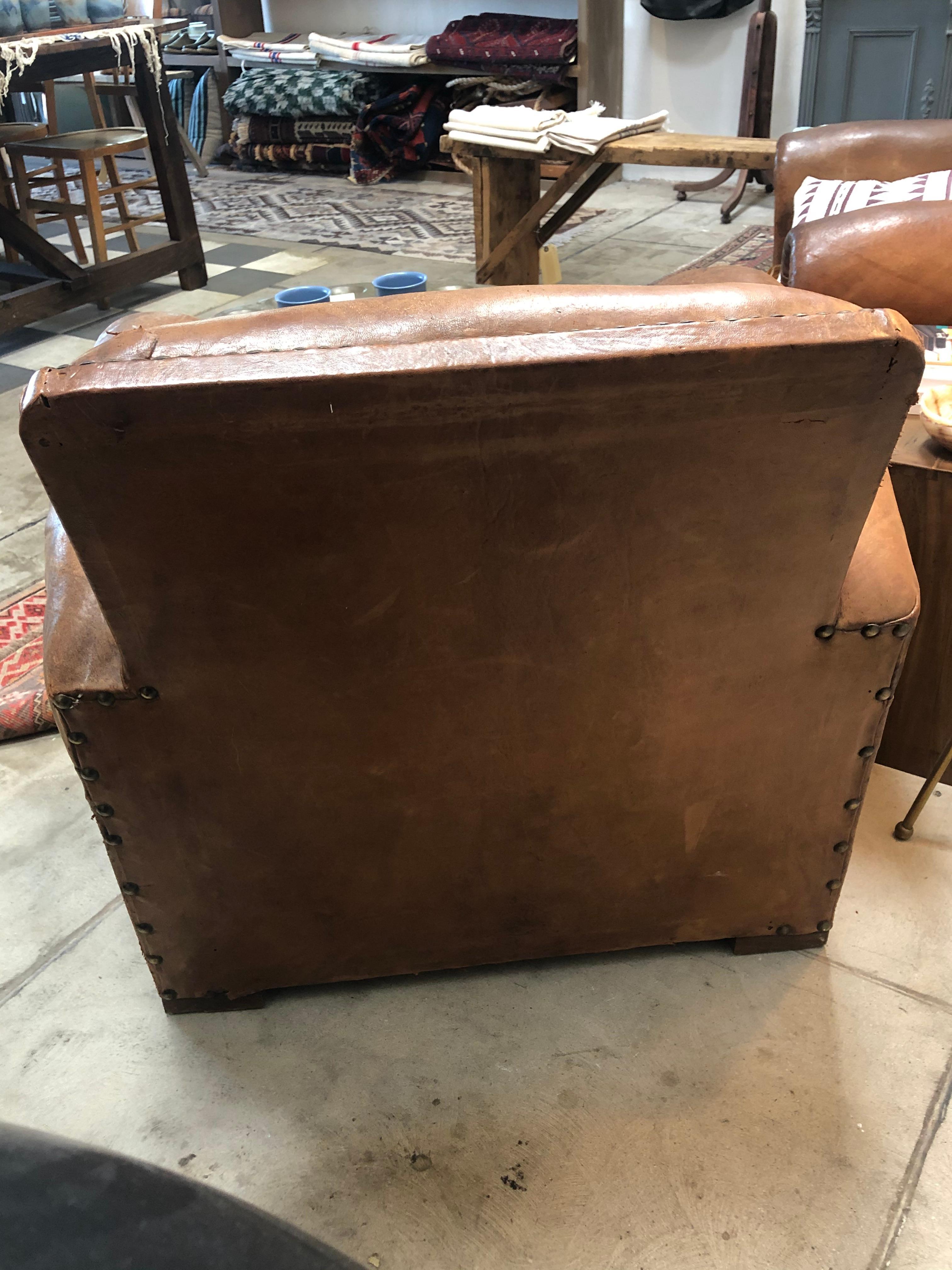 Vintage Leather Club Chair, Pair 2