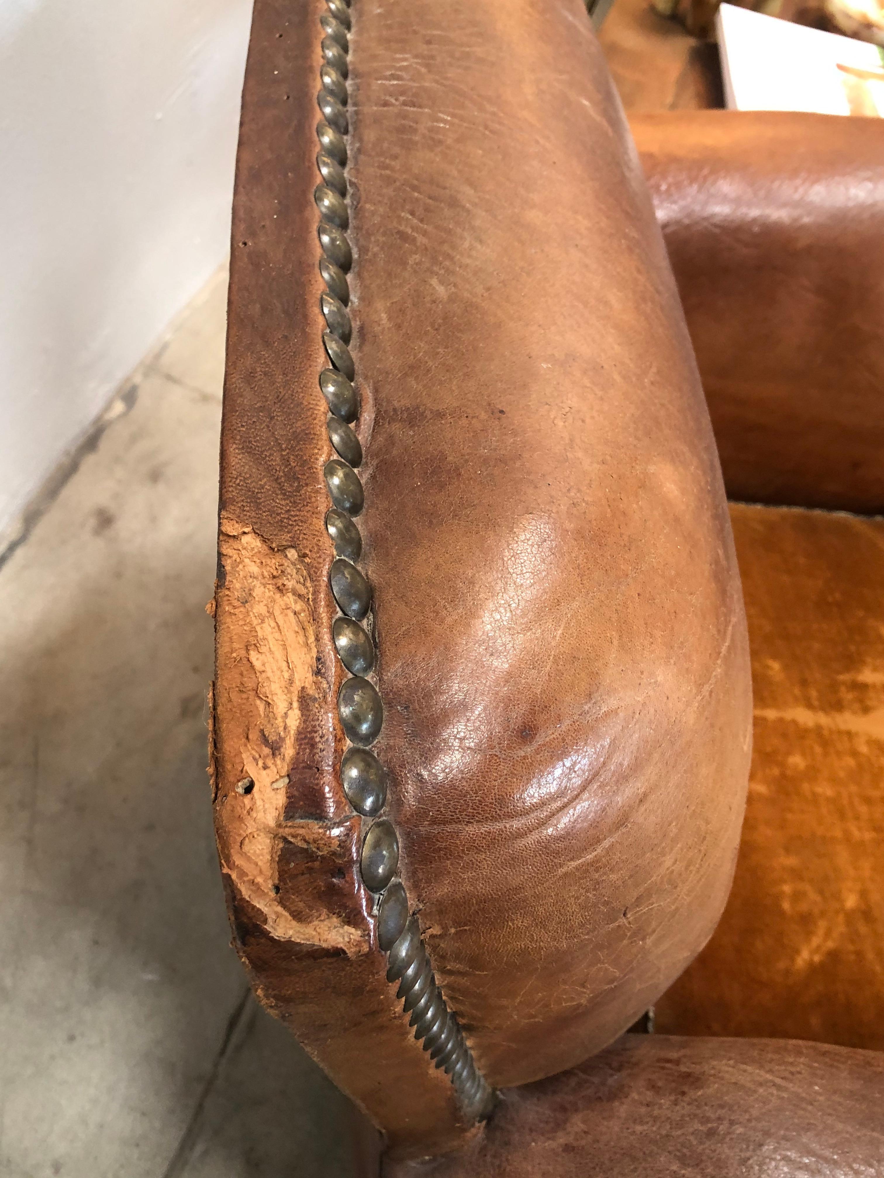 Vintage Leather Club Chair, Pair 3