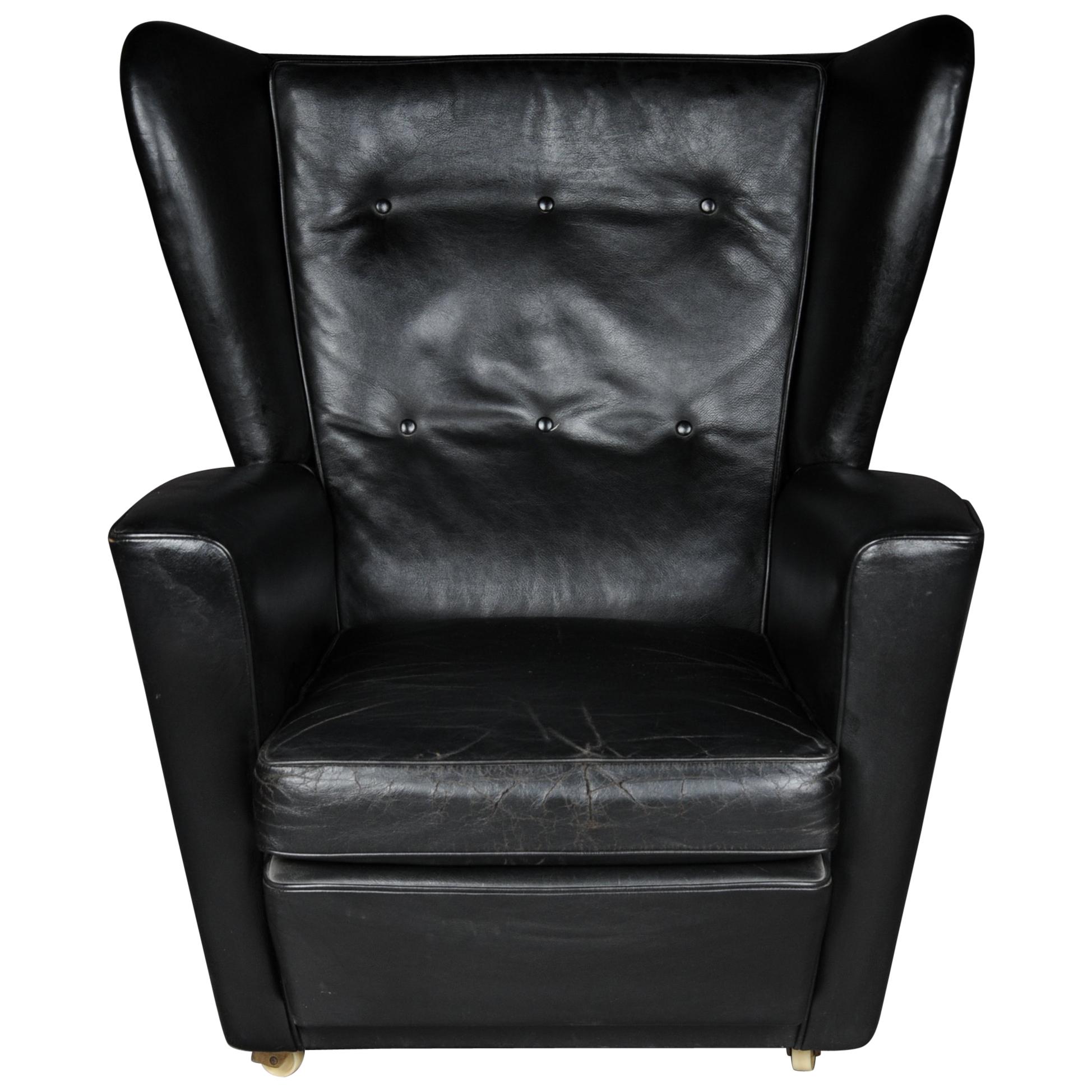 Fauteuil club en cuir vintage, tapissé, années 1960-1970, Angleterre-Londres en vente