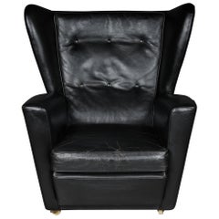 Fauteuil club en cuir vintage, tapissé, années 1960-1970, Angleterre-Londres