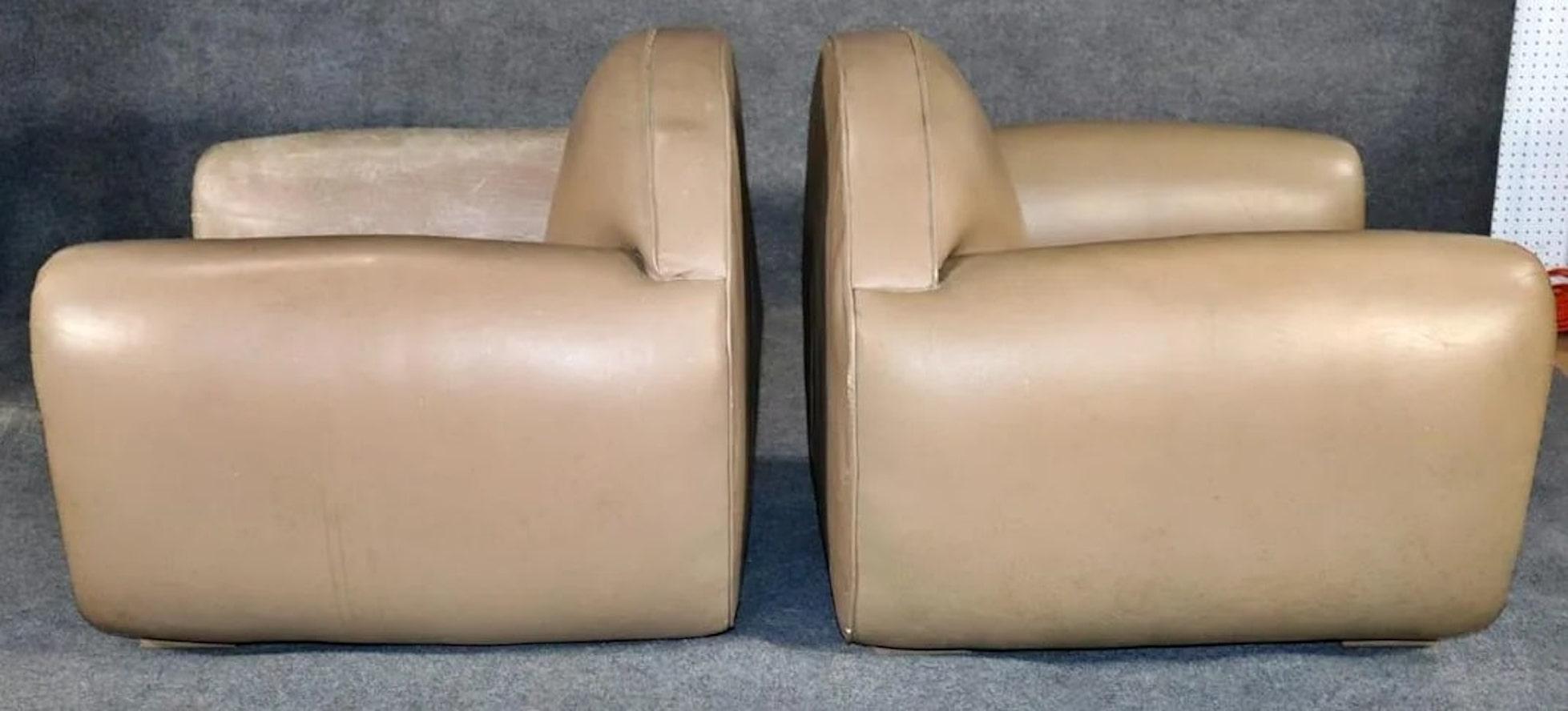 Art Deco Vintage Leather Club Chairs For Sale